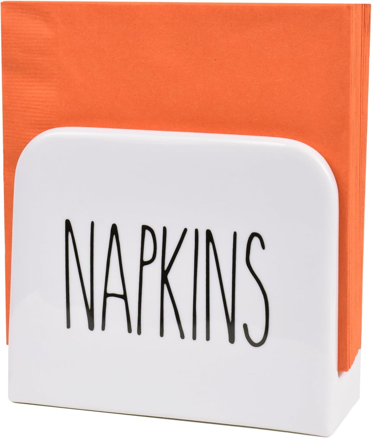 Heartland Home Porcelain White Napkin Holder. Large Napkin Dispenser for Cocktail or Luncheon Napkins. Vertical Napkin Holders for Kitchen, Tables and Outdoor. Farmhouse White and Black Servilletero - Image 2