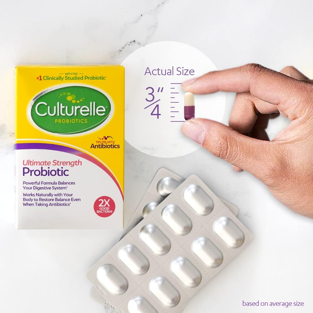 Culturelle Ultimate Strength Probiotic for Men and Women, Most Clinically Studied Probiotic Strain, 20 Billion CFUs, Supports Occasional Diarrhea, Gas & Bloating, Non-GMO, 30 Count - Image 4