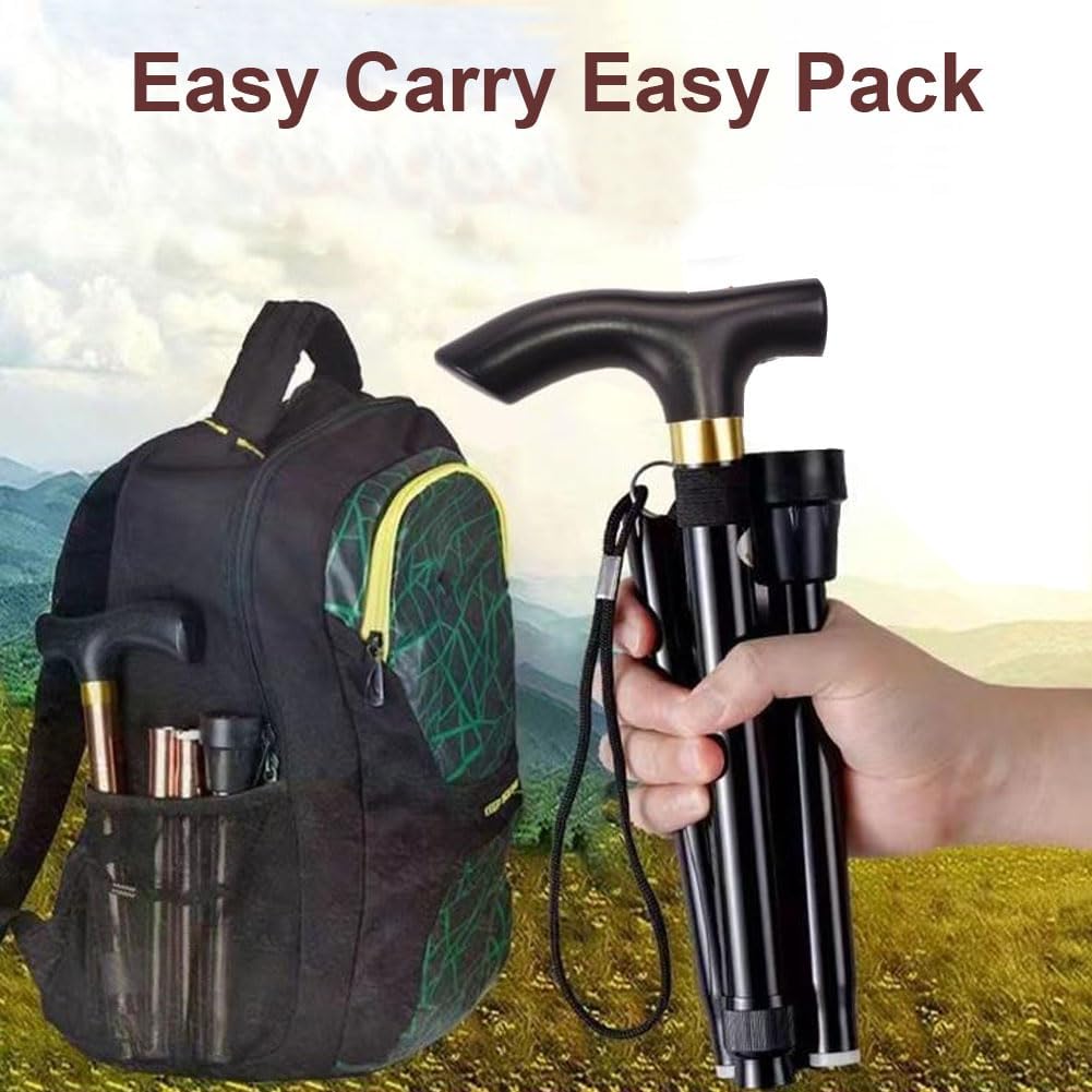 Aluminum Alloy Walking Sticks & Foldable Anti-Slip Hiking Stick - Length Adjustable for Elderly - Image 4
