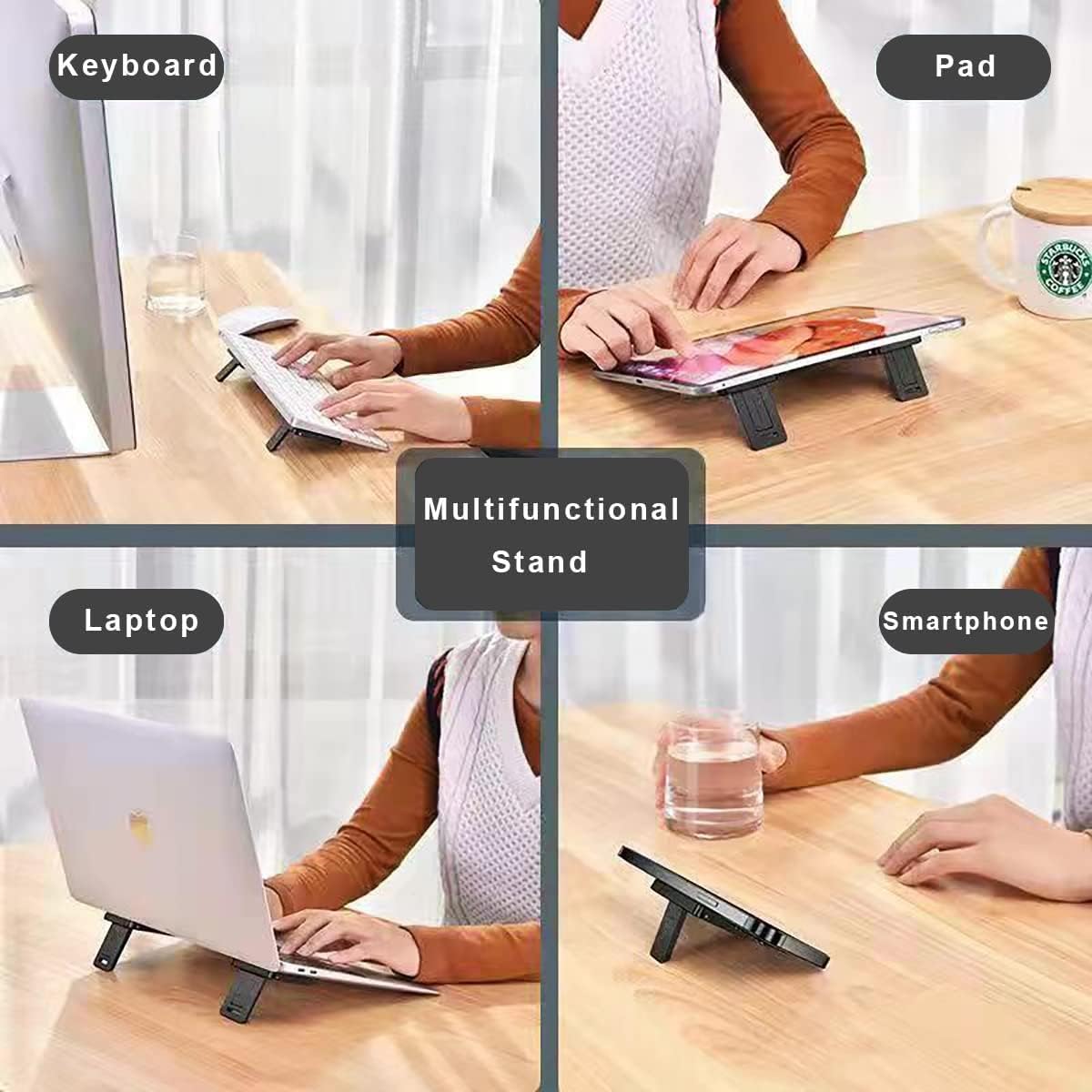 DRM 2-in-1 Mini Laptop Holder, Portable Notebook Stand with Cooling & Ergonomic Design, Black - Image 8