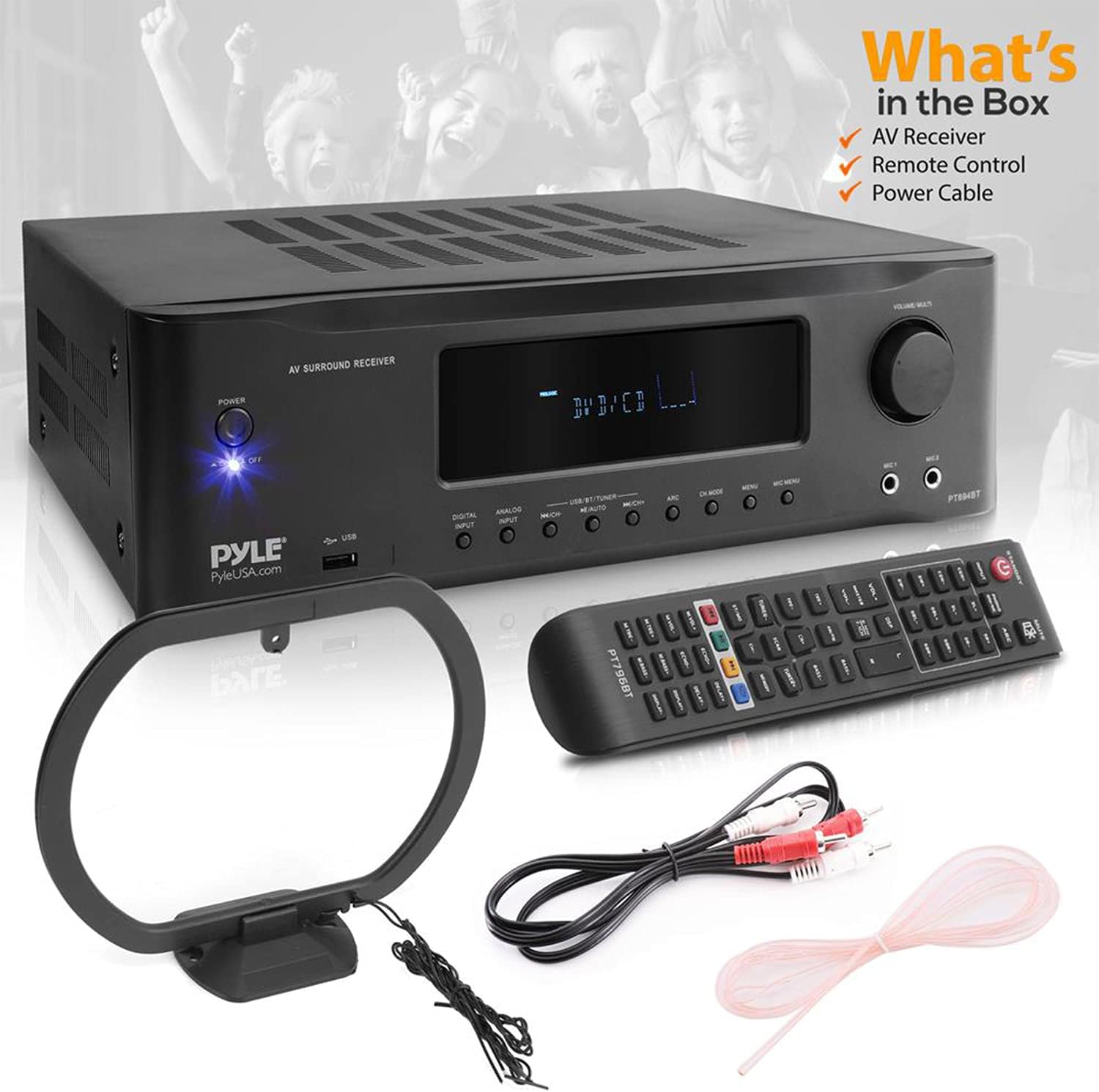Pyle 2000W 7.1-Channel Hi-Fi Bluetooth 5.0 Stereo Amplifier - AV Home Theater Receiver with Radio - USB - RCA - HDMI - MIC IN - 4K UHD TV & 3D Blu-Ray Support - Surround Sound - Subwoofer - PT796BT - Image 7
