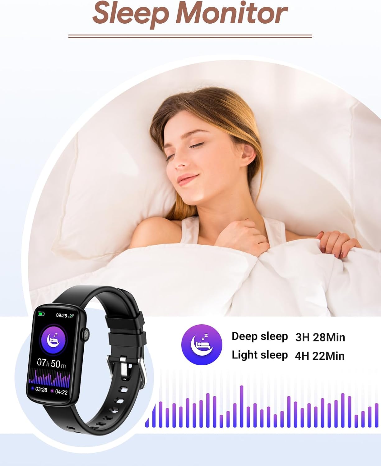 RUIMEN Fitness Tracker, Fitness Watches for Women Men with Heart Rate Monitor Blood Oxygen Sleep Tracker Pedometer, 1.47" Smart Watch Step Calorie Counter for Android iOS IP68 Waterproof (Black) - Image 6
