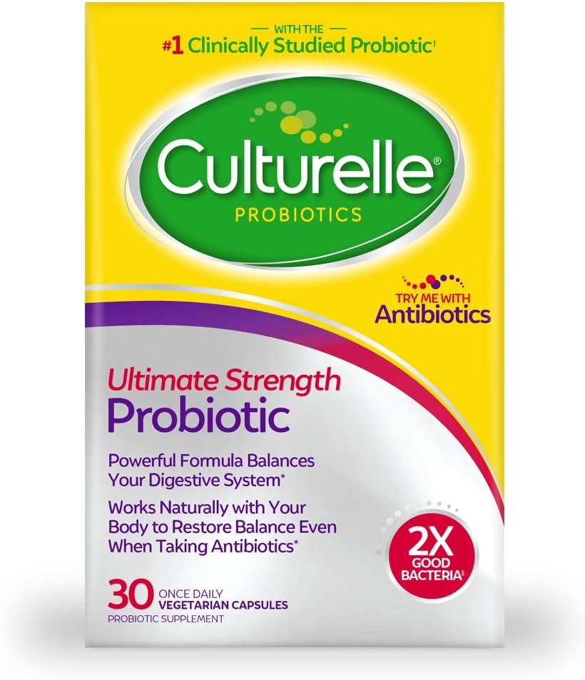 Culturelle Ultimate Strength Probiotic for Men and Women, Most Clinically Studied Probiotic Strain, 20 Billion CFUs, Supports Occasional Diarrhea, Gas & Bloating, Non-GMO, 30 Count - Image 2