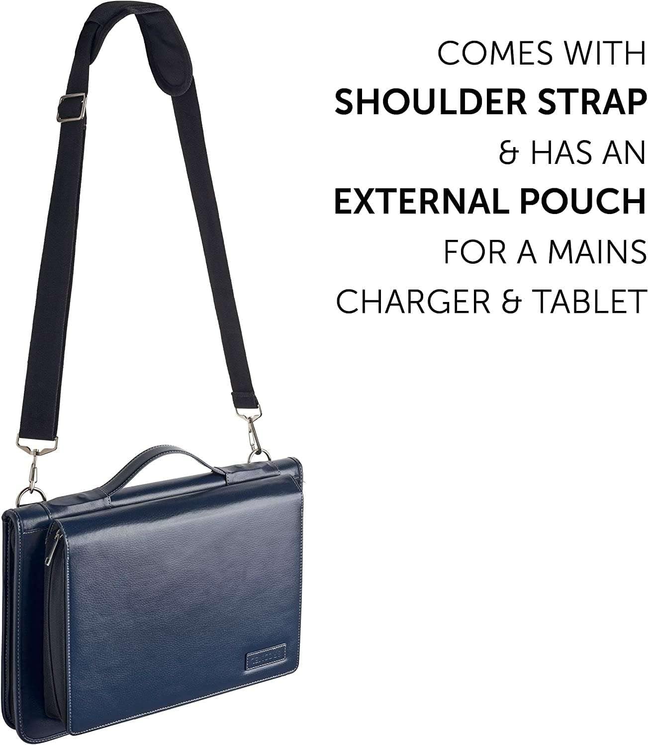 Blue Leather Laptop Messenger Case - Compatible with Jumper EZbook X3 13.3" Laptop - Image 7