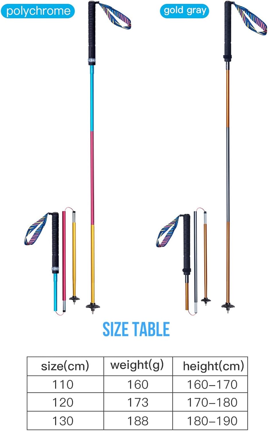 AONIJIE Trail Running Poles 2 Pcs Outdoor Trekking Poles Foldable Aluminum Alloy Sticks Quick Lock Ultralight for Camping Hiking Mountaining Marathon - Image 5