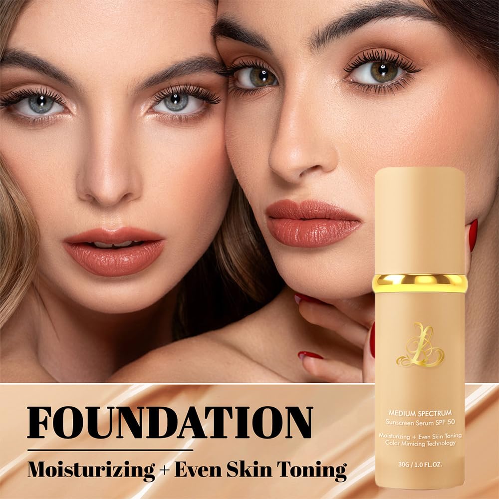 Foundation 4 in 1 - Color Changing Foundation, Medium Spectrum with SPF 50, Hypoallergenic Hydrating Liquid Concealer, Long-lasting & Waterproof Natural Finish - 1.06 fl oz - Image 8