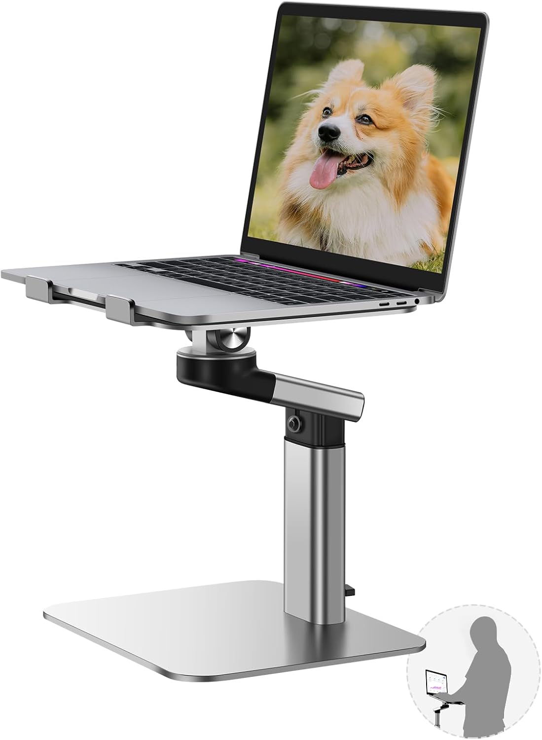 Vaydeer Portable Standing Desk Converter, All-in-One Aluminum Laptop Stand Adjustable Height 360° Rotation, Ergonomic Riser, Universal Fit for MacBook Pro and All Laptops, Sit-to-Stand Design - Image 2