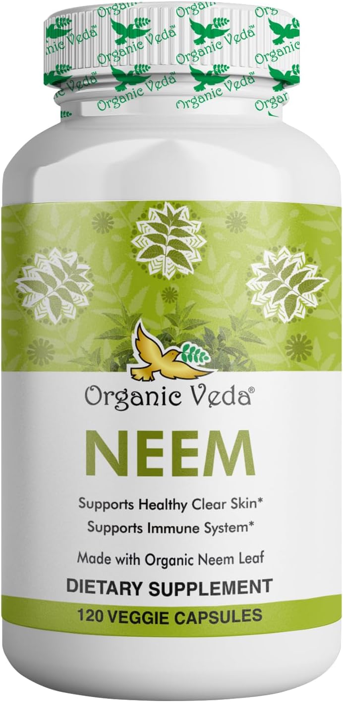 Organic Veda Neem Capsules, 1000mg - Organic Herbal Supplement Made with Ayurvedic India Neem Leaf Powder - Supports Radiant Skin, Immune, Detox, Healthy Inflammatory Response - 120 Veggie Capsules - Image 2