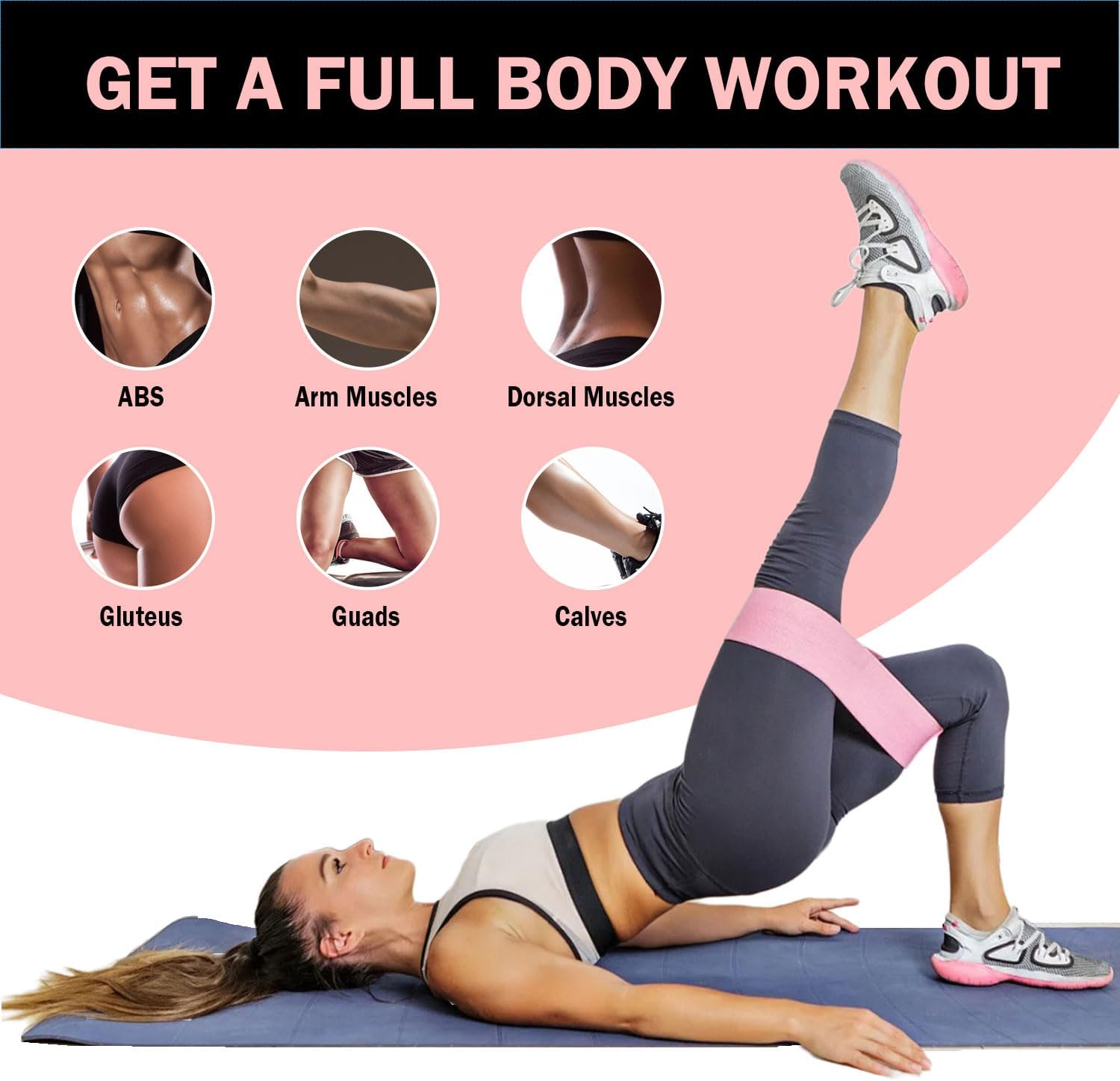 Non-Slip Fabric Resistance Bands for Working Out, Loop Exercise Bands for Booty Leg, Butt, Glute, Stretch Workout Bands for Women & Men, Hip Elastic Bands for Home Gym Fitness, Yoga, Pilates - Image 5
