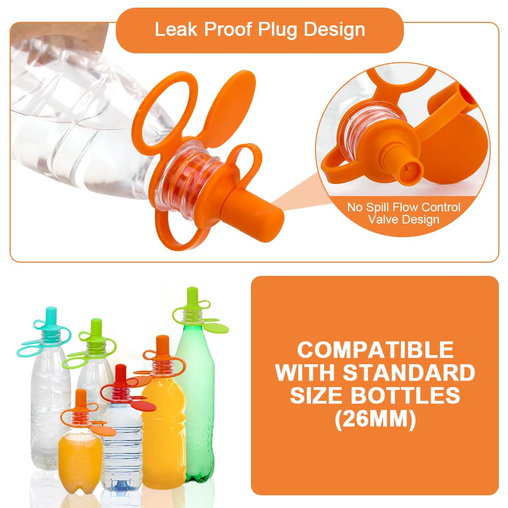 Morlike Living Water Bottle Spout Adapter, Silicone Baby Water Bottle Adapter for Toddlers, Protects Kids Mouth - No Spill & BPA Free (Mix - 4 Pack) - Image 5