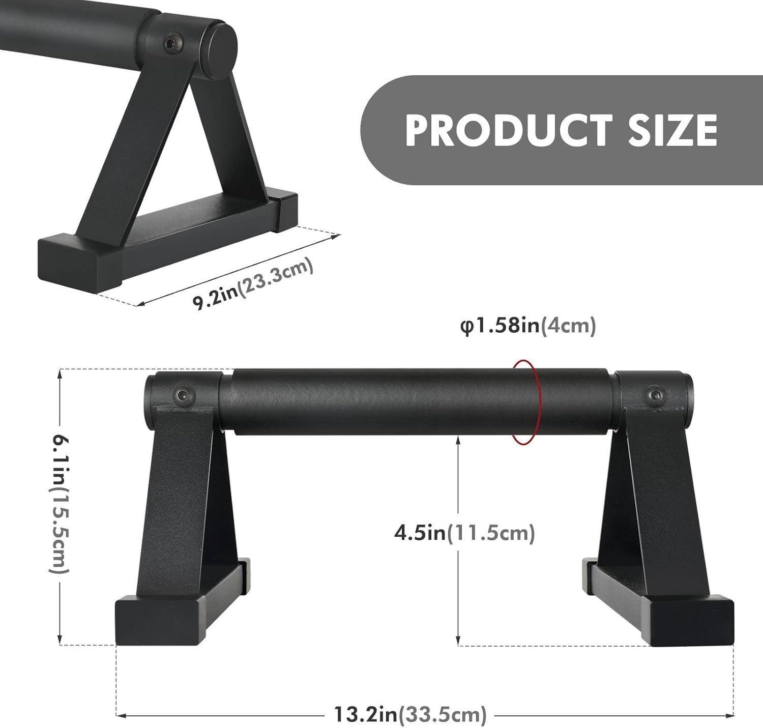 Wood push up bars Parallettes bars Anti-slip Handstand Bars for Calisthenics, Fitness, Floor workouts Solid Wood with Sturdy Metal Bracket, Support 500 lbs - Image 3