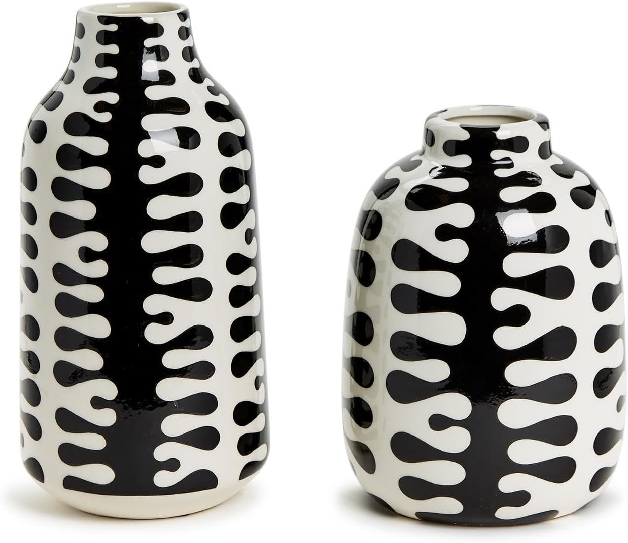 Two's Company Jigsaw Set of 2 Black and White Vase, Ceramic, Black and White, Home Decor Accessories, CHX112-S2 - Image 5