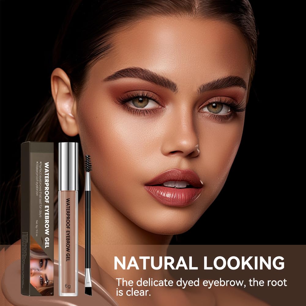Waterproof Eyebrow Gel, Quick Drying Long Lasting Smudge Proof Formula for Creating Natural Looking Brows, Easy Application for All Skin Types (Brunette, Large) - Image 8