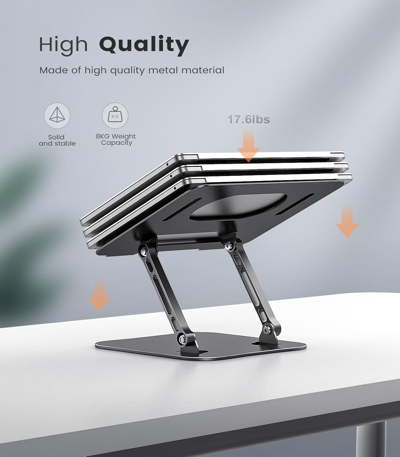 Adjustable Laptop Stand for Desk, Aluminum Portable Laptop Stand, Lightweight 500g, Foldable Ergonomic Computer Notebook stand Holder for 11-16" MacBook Air Pro, Dell XPS,HP Computer Notebook, Black - Image 5
