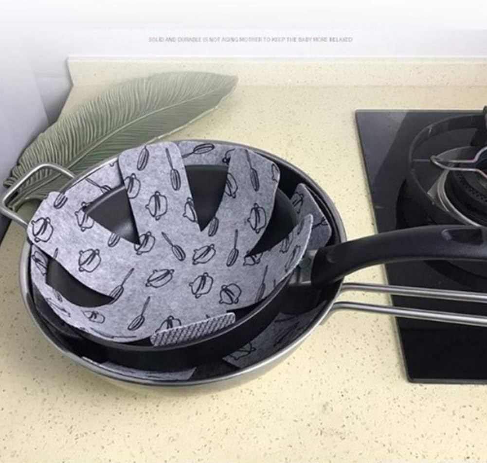 BOYAN Pot and Pan Protectors, Set of 12 and 3 Different Size, Cookware Protector Set/Felt Pots and Pans Divider Separator Pads Anti-Slip to Avoid Scratching or Marring When Stacking - Image 7