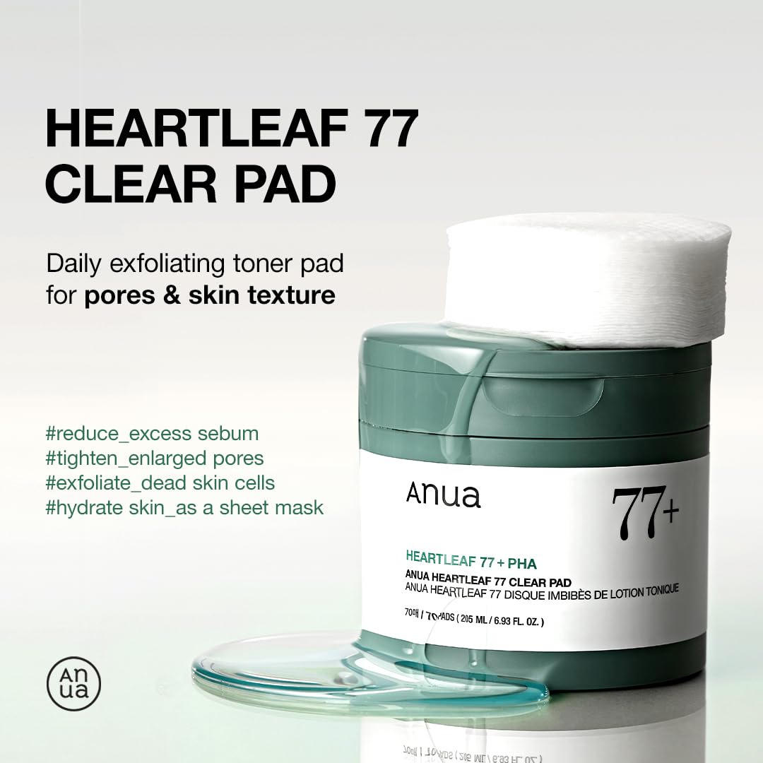 ANUA Heartleaf 77 Toner Pad, Mild Exfoliating Facial Pads for Glass Skin, Hydrating Pore Care for Sensitive Skin, Heartleaf Extract, PHA, Centella, Non comedogenic, Korean Skin Care (70 Pads) - Image 4