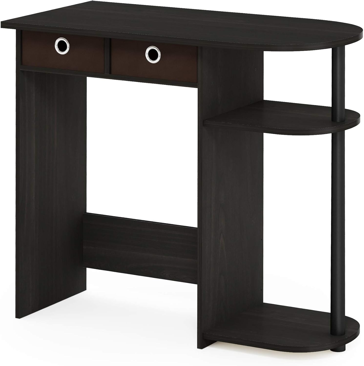 Furinno Go Green Home Laptop Notebook Computer Desk/Table with 2 Drawer Bins, Espresso/Black/Brown - Image 2