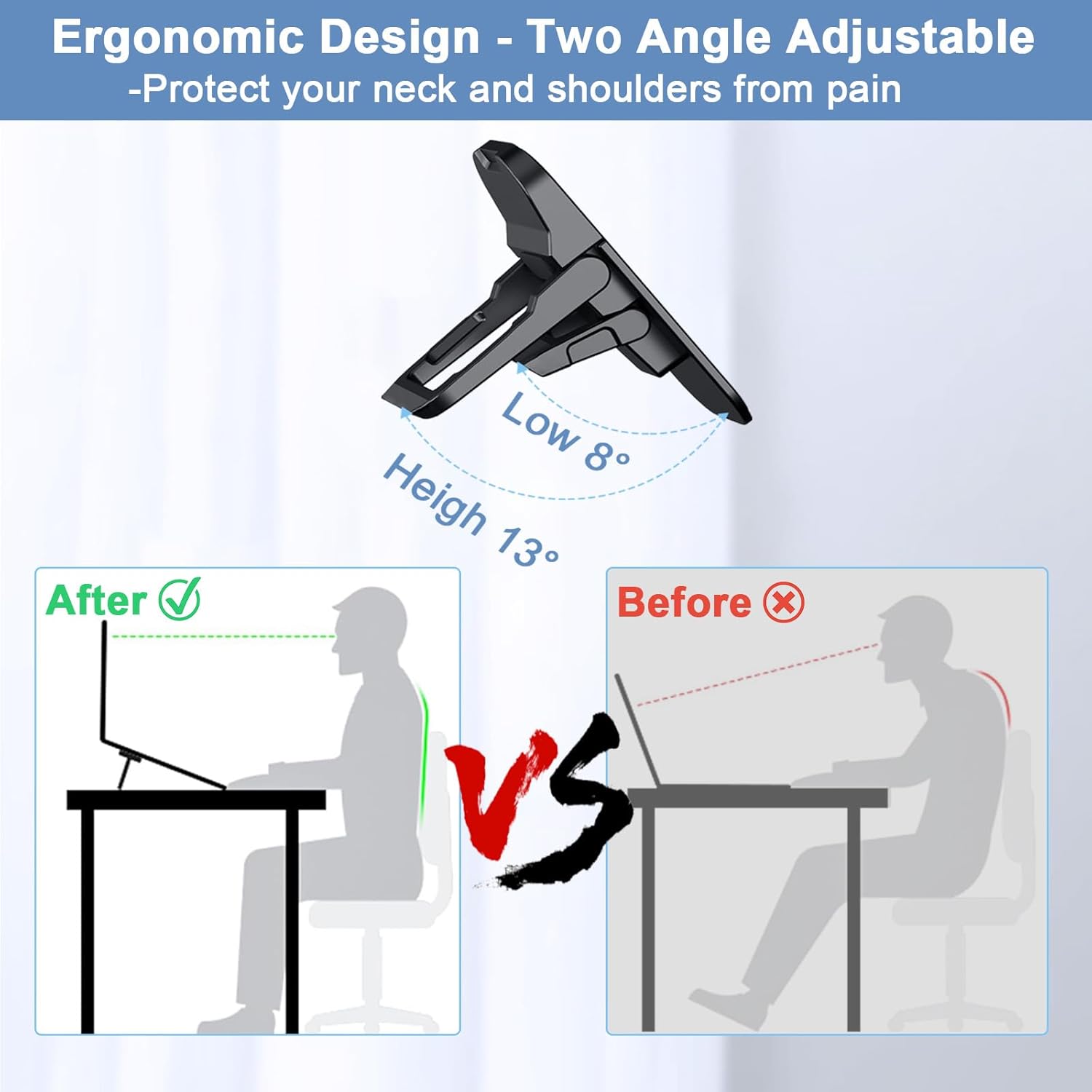 Mini Portable Laptop Stand for Desk Computer Keyboard Stand - Zinc Alloy Keyboard Riser with 2 Adjustable Angles Foldable Invisible Laptop Riser for MacBook, Dell, HP, Lenovo and More, Black - Image 3