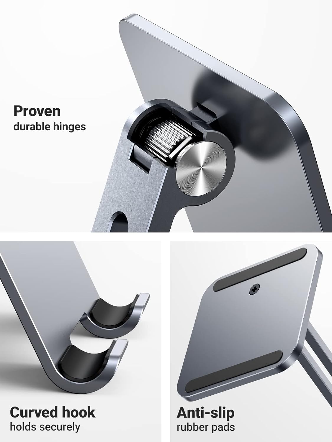 UGREEN Tablet Stand Compatible for iPad Desk Stand Holder Adjustable Aluminum Thicker Base Compatible with iPad Pro Air Mini 13 12.9 11 Inch Home Office Desk Accessories Grey - Image 7