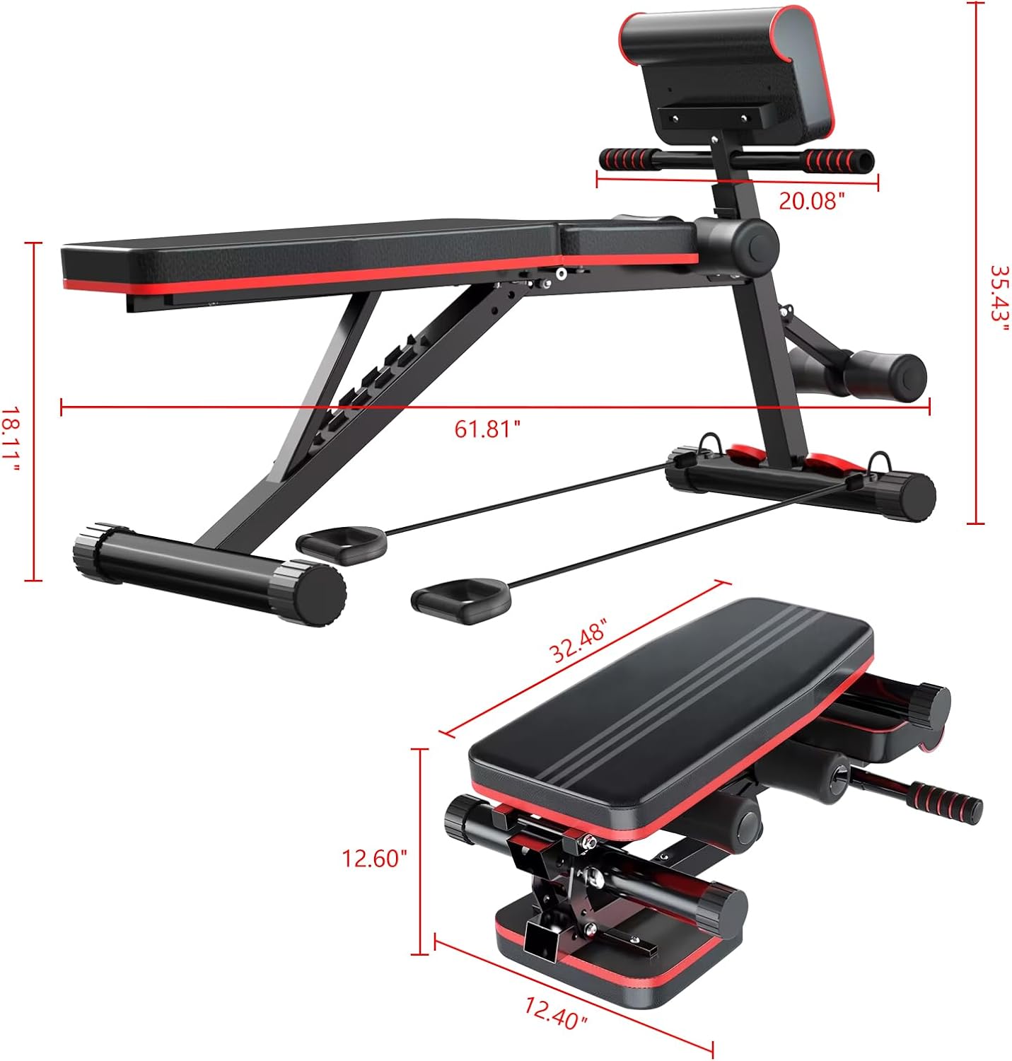 Modern-Depo Adjustable Weight Bench Foldable Press Sit Up Bench for Home Gym Training Full Body Workout Multi-Purpose Flat Incline Exercise Bench, Black - Image 9
