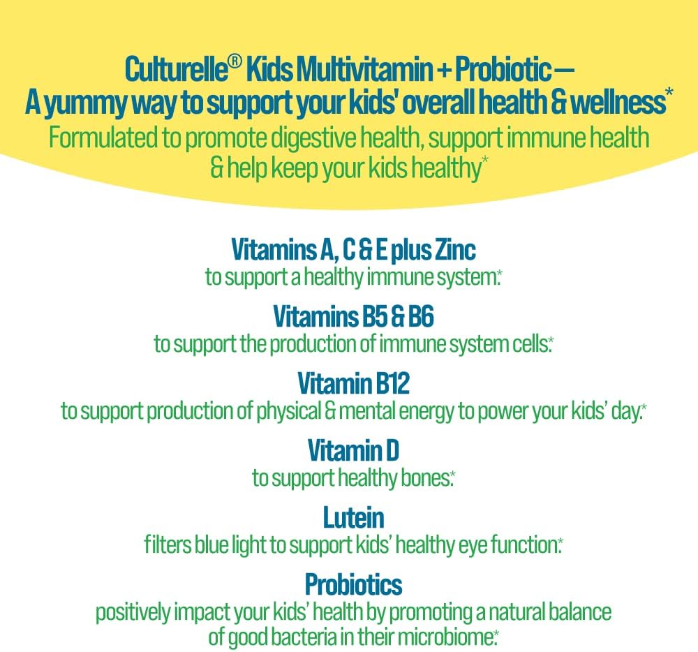 Culturelle Kids Probiotics, Multivitamin + Probiotic, Peach-Orange & Mixed Berry, 60 Gummies - Image 8