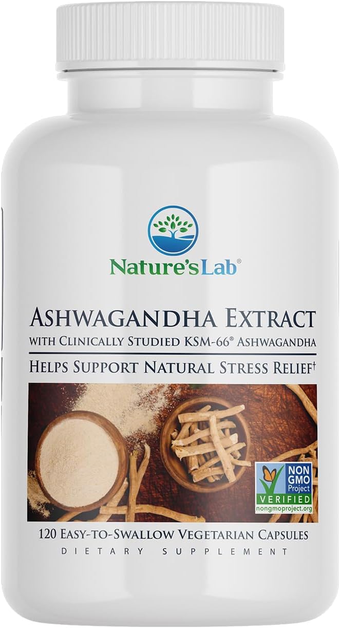 Nature's Lab Extra Strength Ashwagandha KSM 66 Extract - 5% Withanolides, Pure Organic Ashwagandha Root Powder - Supports Stress Relief, Focus and Strength Support* - 120 Ct (60 Day Supply) - Image 2