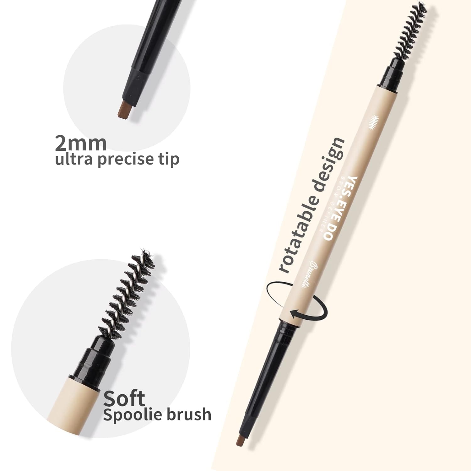 Taupe Eyebrow Pencil, Mechanical Double Head Precise Brow Pencil with Spoolie, Ultra Precise Eyebrow Definer Pencil, Ultra Fine Tip For Precision, Vegan & Cruelty Free, Taupe, YES.EYE DO - Image 3