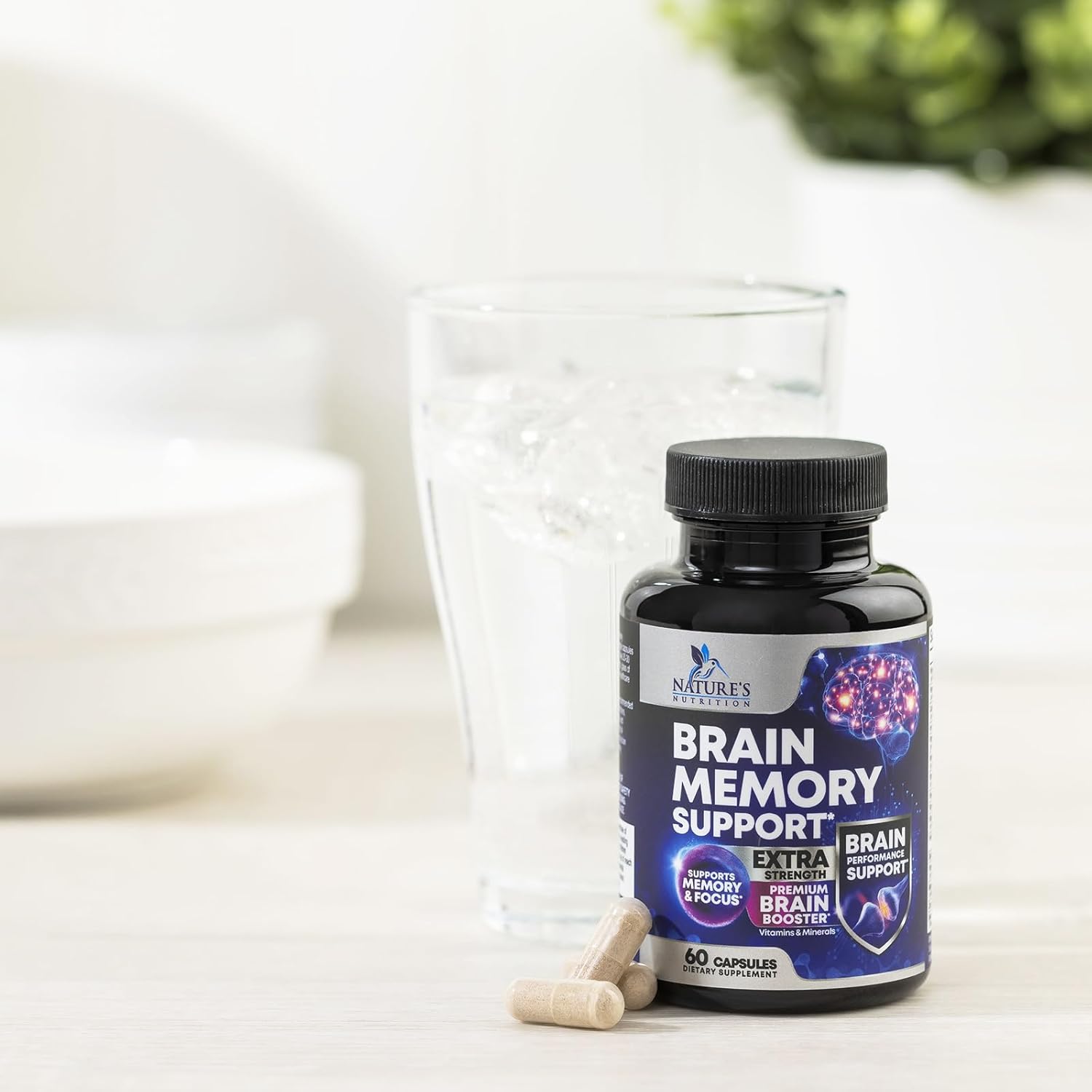 Brain Supplements for Memory and Focus - 40 Nootropics & Vitamins to Support for Alertness, Clarity & Concentration, Brain Health, B6, B12, Phosphatidylserine - 60 Capsules - Image 10
