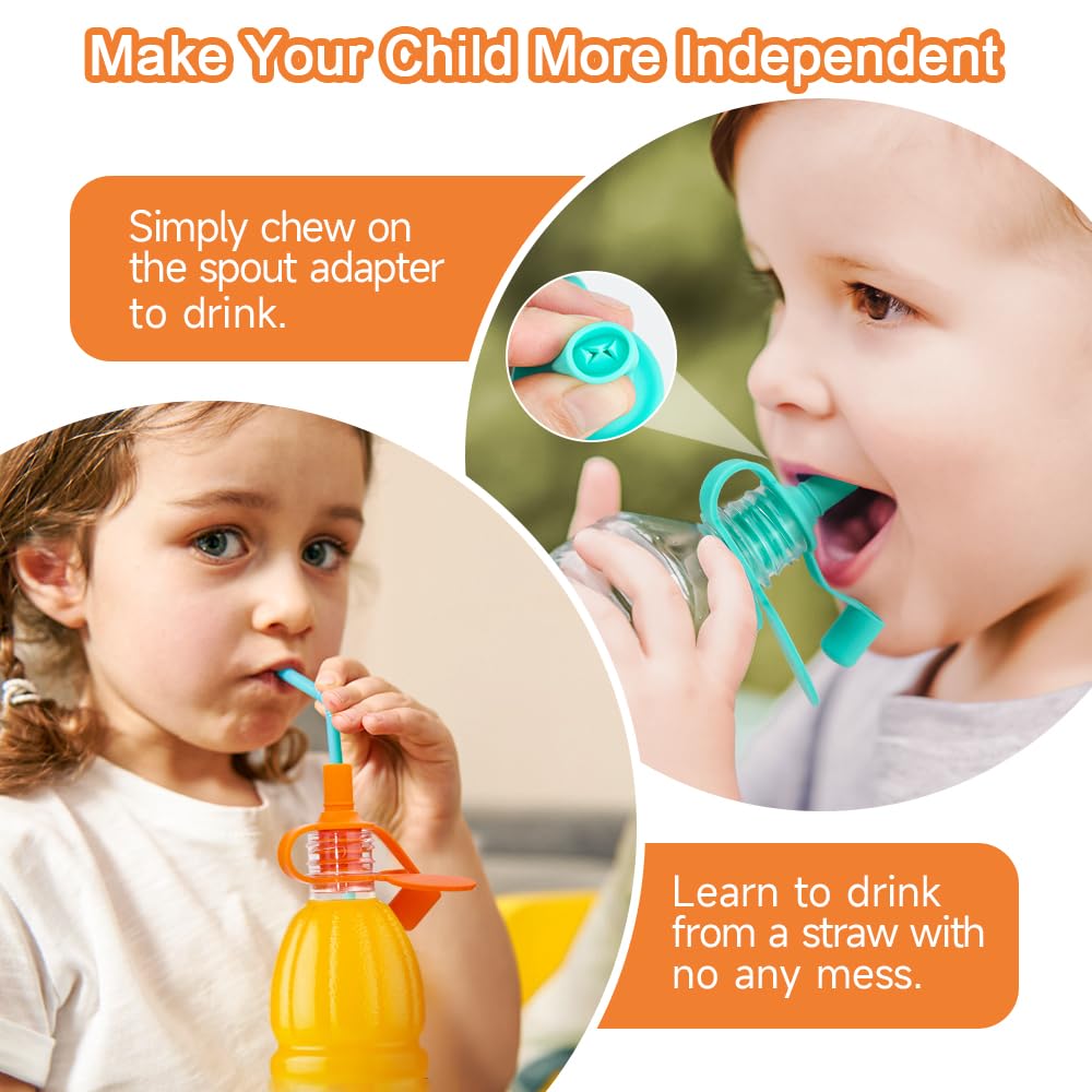 Morlike Living Water Bottle Spout Adapter, Silicone Baby Water Bottle Adapter for Toddlers, Protects Kids Mouth - No Spill & BPA Free (Mix - 4 Pack) - Image 8