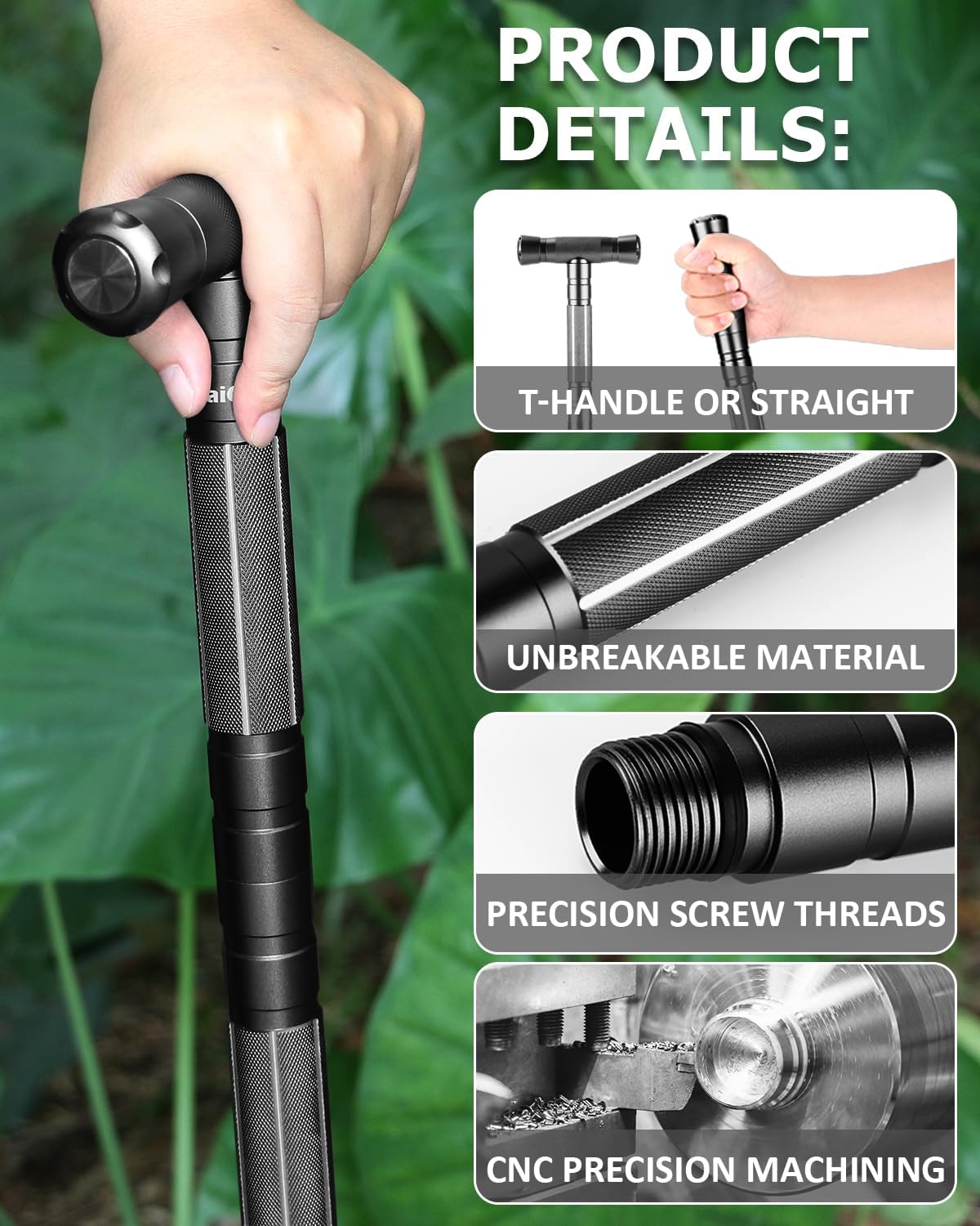 aiGear 5/6/7/8 Tube Adjustable Walking Hiking Stick, Upgraded Adjustable Hiking Staff with Outdoor Gear Trekking Poles for Outdoor Adventures - Image 5