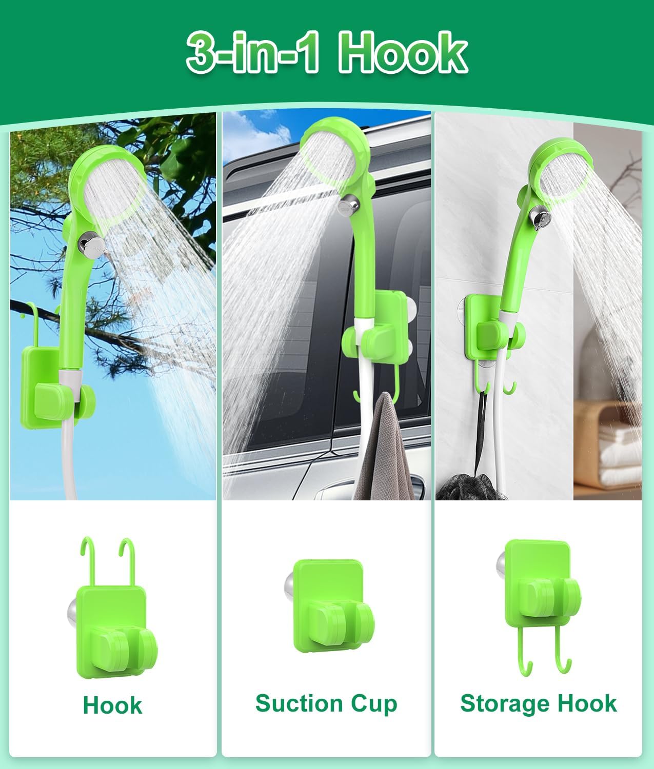 WADEO Portable Shower for Camping, Outdoor Electric Shower Rechargeable Pump with Intelligent Digital Display, Camping Shower Head Nozzle for Camping, Hiking, Traveling, Washing - Image 5
