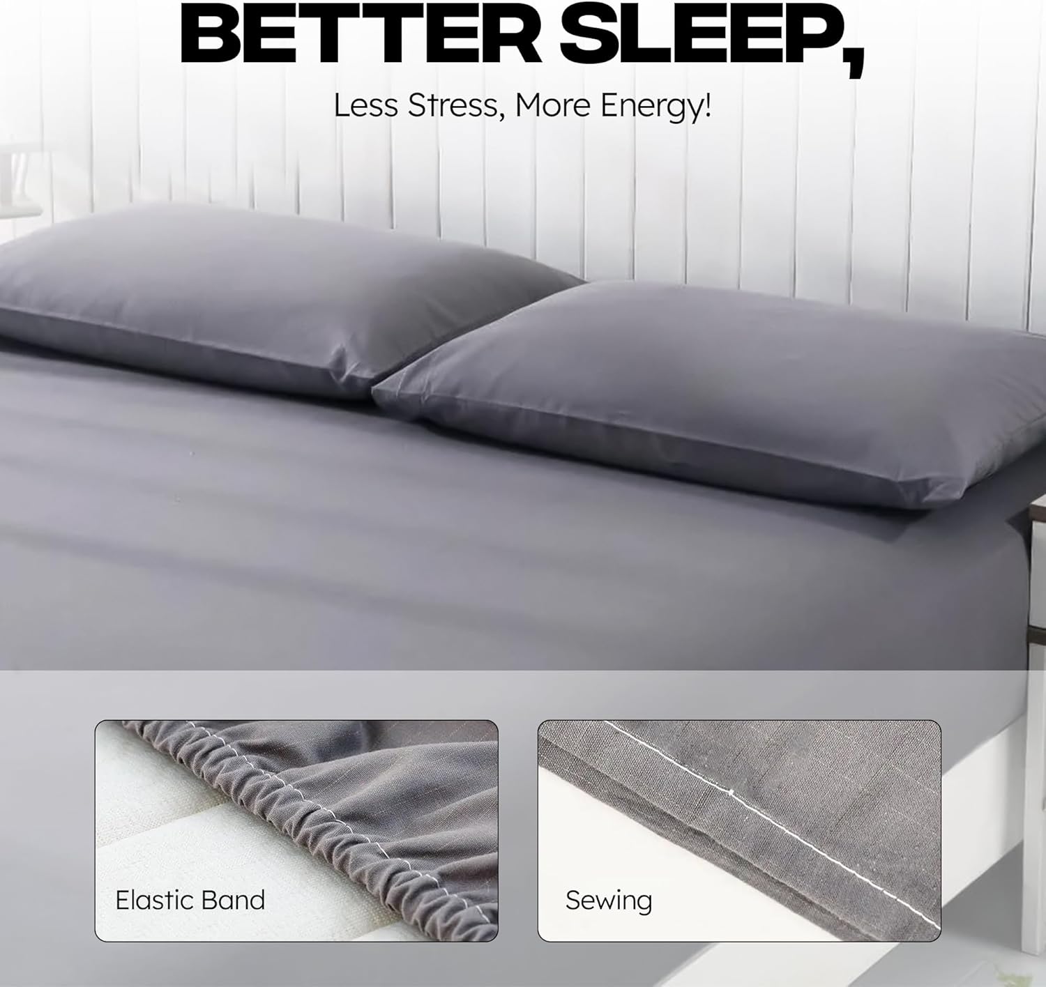 Earthbound Grounding Sheets Queen - 95% Organic Cotton, 5% Pure Silver Fiber - Fitted Well Deep Pocket Grounded Bed Sheet - Improve Sleep with Our Grounded Bed Sheet Kit - (Queen, Gray) - Image 9