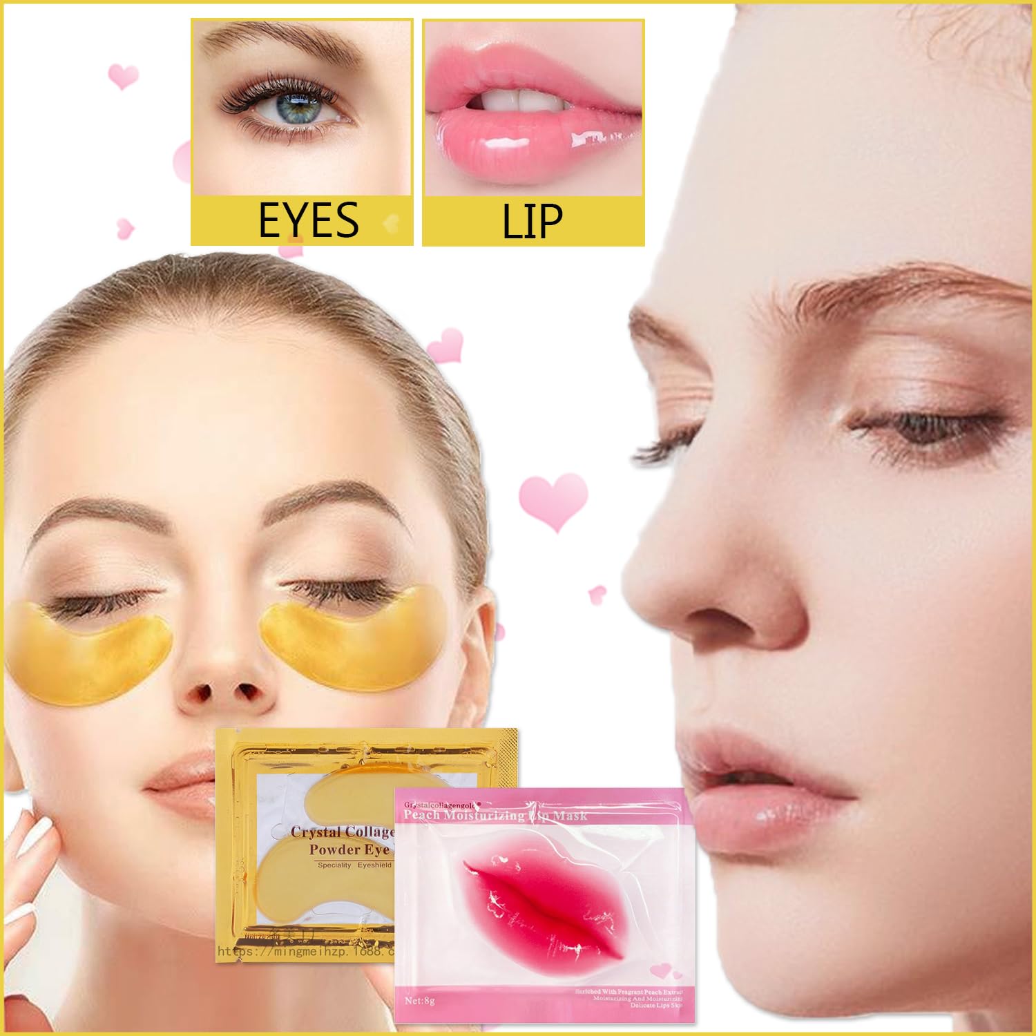 Sulily 30 Pairs Lip Masks & 24K Gold Gel Eye Masks,Crystal Collagen Eye Patches for Puffy Eyes, Moisturizing& Reducing Fine Lines Dark Circles, Wrinkles and Fine Lines,Bachelorette Party Favors,Gifts - Image 3