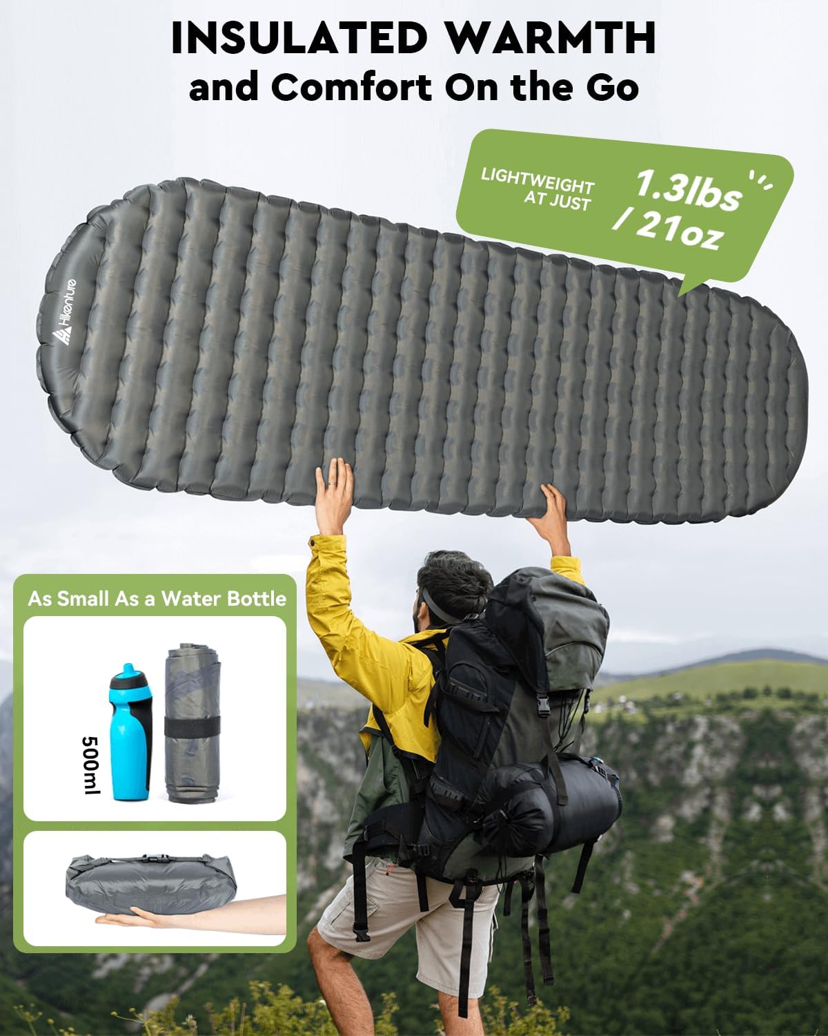 Hikenture Sleeping Pad R-Value 6.2 Insulated Camping Mattress for Cold Weather with Pump Sack(1201-A1) - Image 4