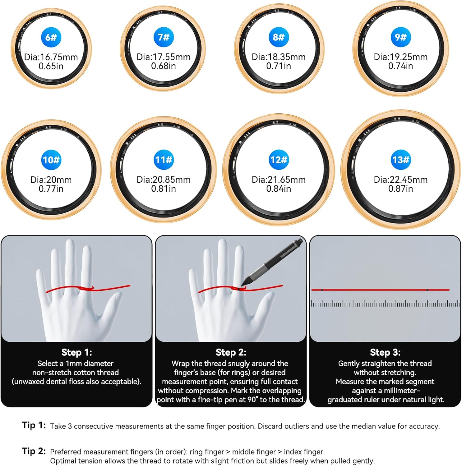 Smart Fitness Ring for Women Men - Activity & Health Tracker Ring with Heart Rate/Pressure/Sleep/Steps/Blood Oxygen Monitoring, 10ATM Waterproof for iPhone and Android, No Subscription Fee (10#) - Image 8