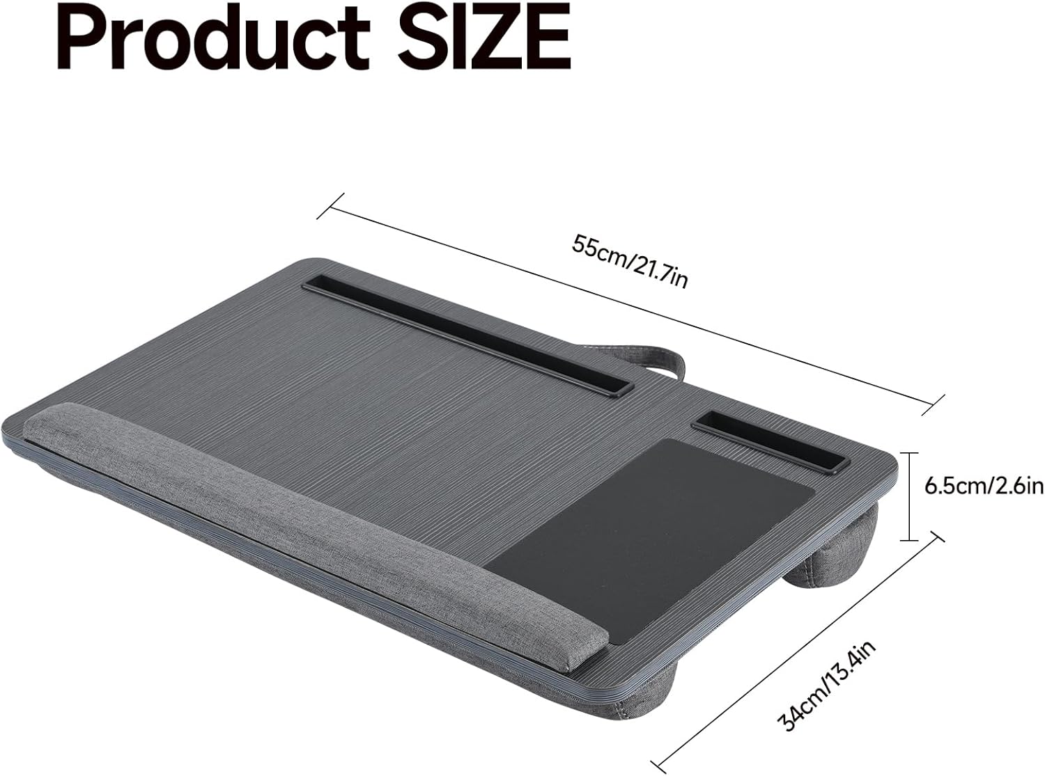 Laptop Stand for Lap,Lap Desk Fits Up to 17 inch with Wrist Rest, Mouse Pad, and Phone Holder, Carrying Handle, Laptop Lap Desk for Bed for Home Office - Black - Image 4