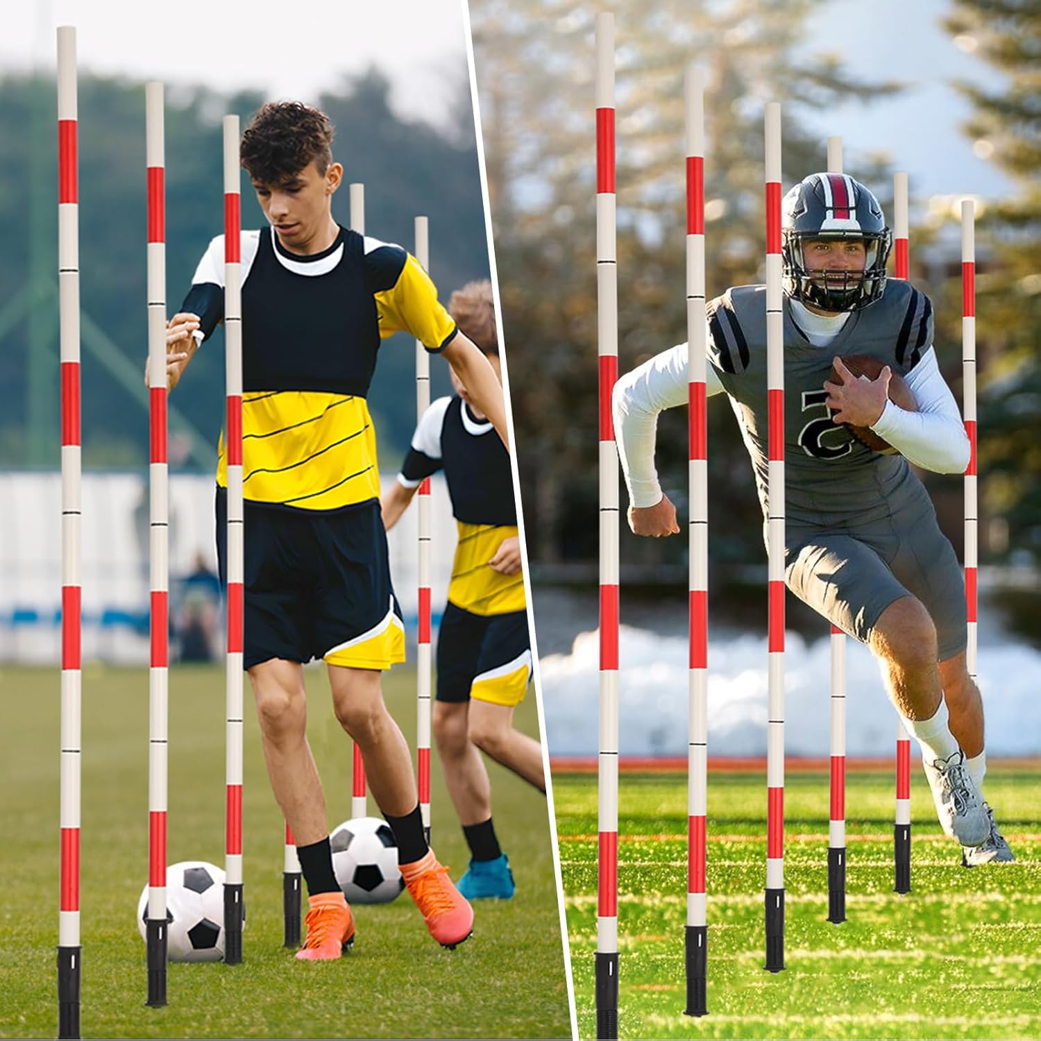 Tansheep Soccer Agility Training Poles Equipment with Bag, 6 Agility Poles with Spring, 3 Horizontal Sticks, Multifunctional Soccer Training Set for Kids Youth Adults - Image 6