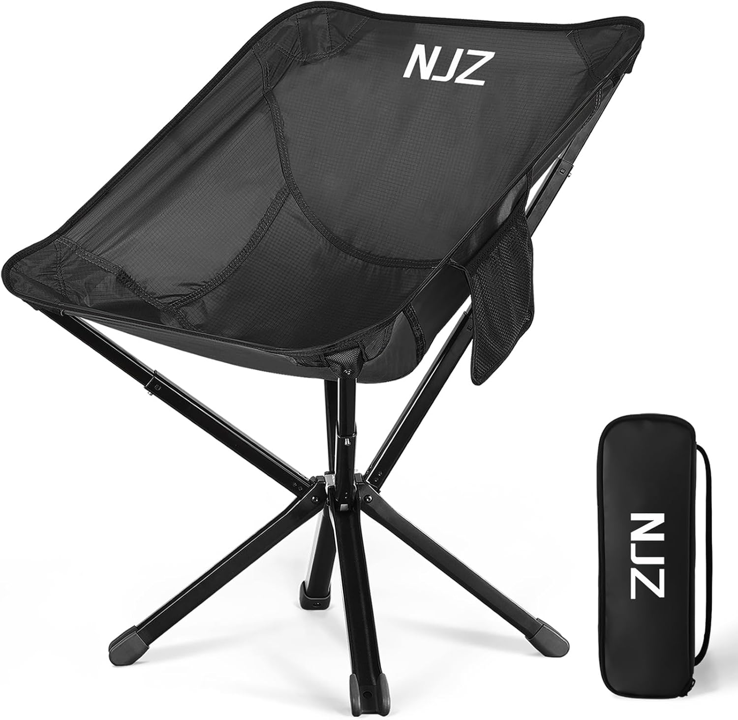 Small Camping Chair, Compact Folding Camping Chair for Adults-200 LBS Supported Lightweight Backpacking Chair for Outdoors Fishing, Hiking, Travel, Picnic, Beach Aluminum Chair(Black) - Image 2