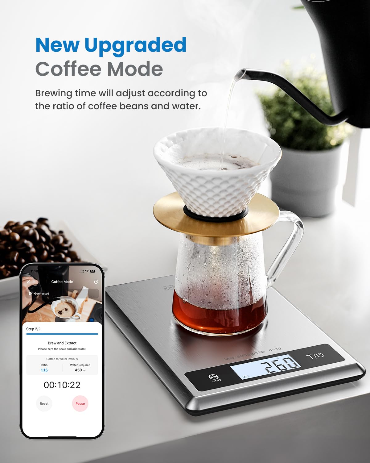 RENPHO Digital Food Scale with Nutritional Calculator, Smart Food Kitchen Scale, Food Weight Scale Grams and Ounces for Weight Loss, Calorie, Macro and Cooking, Stainless Steel - Image 6