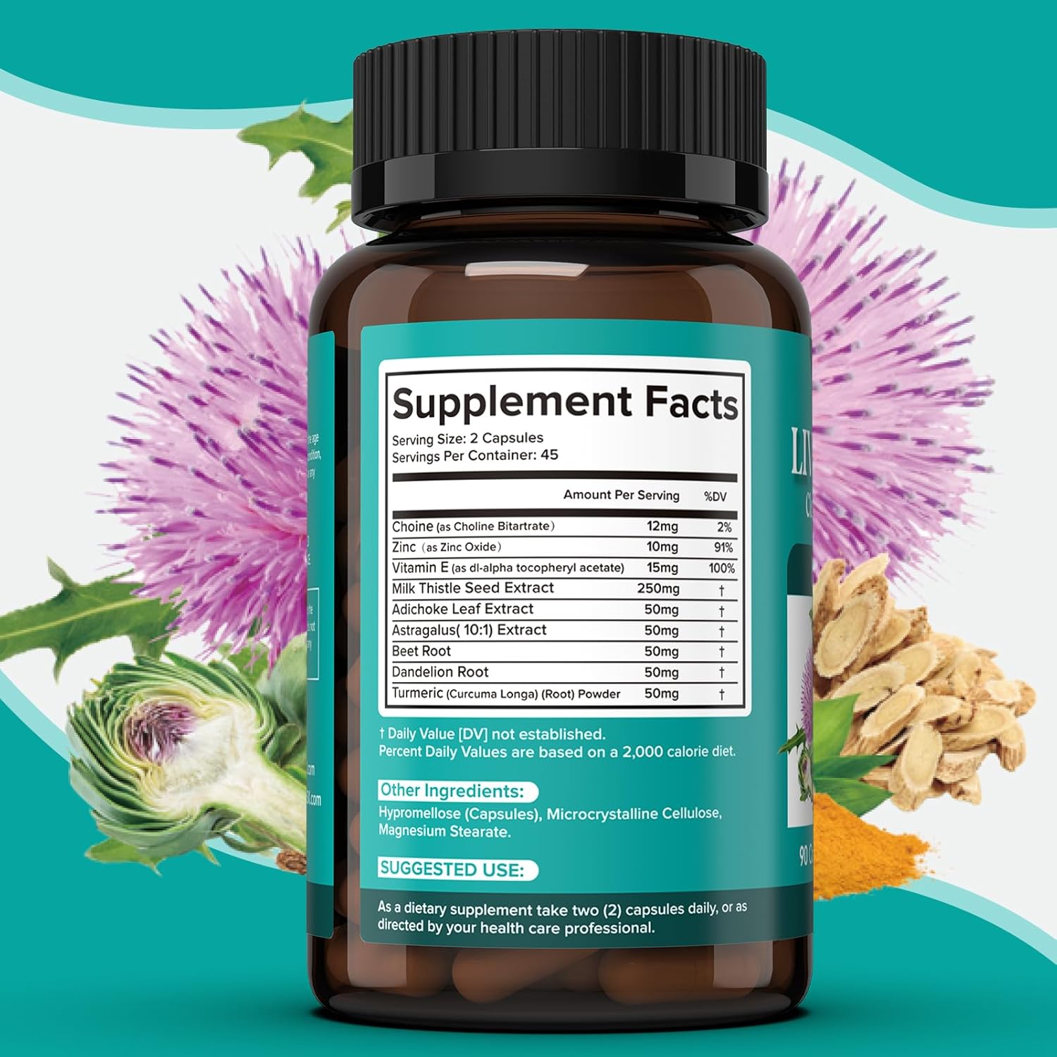 Milk Thistle Supplement - Liver Detox Cleanse Formula Herbal Liver Support with Milk Thistle, Dandelion Root, Artichoke, Turmeric, Astragalus for Liver Health, 90 Capsules-66 - Image 10