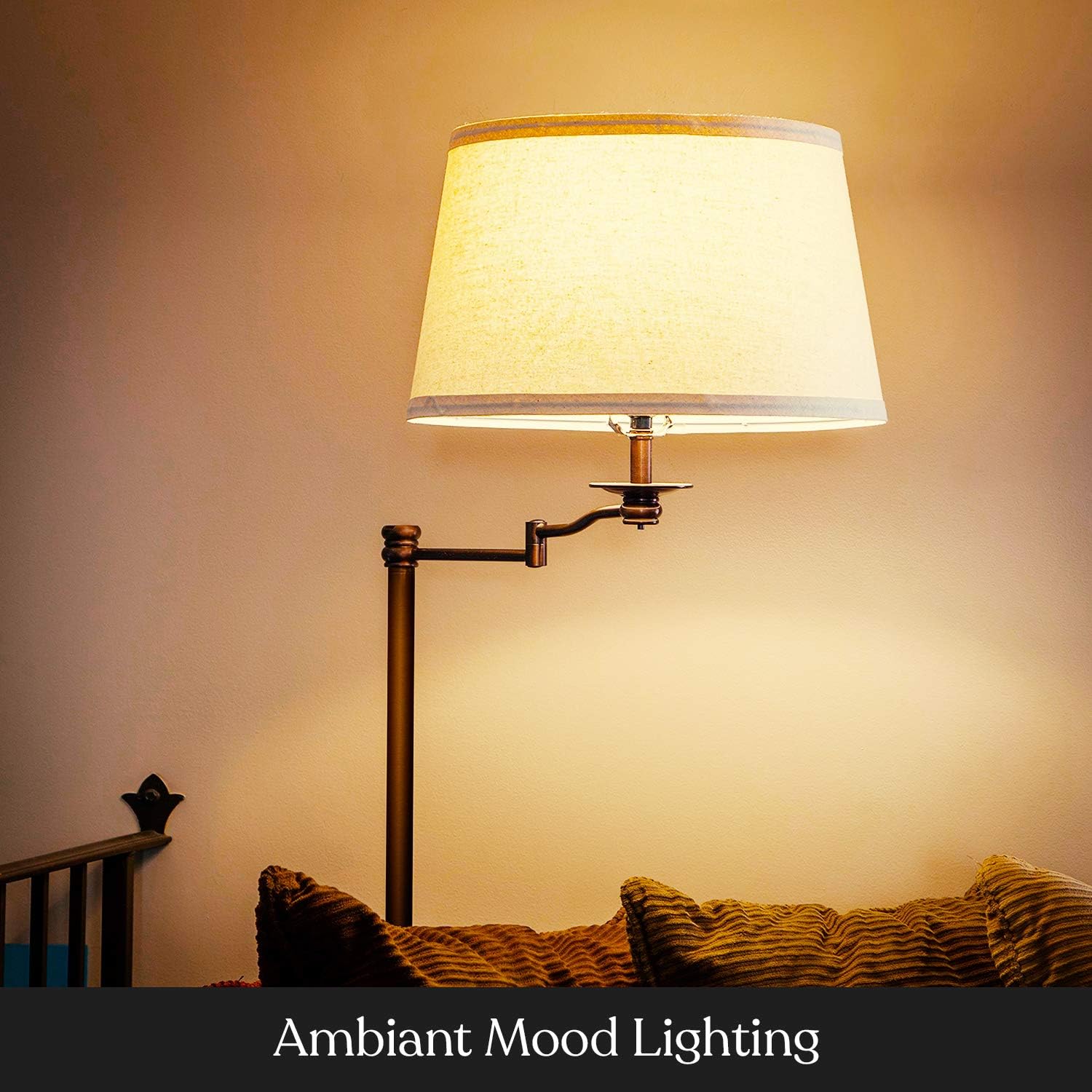 Brightech Caden LED Floor Lamp - Tall Standing Lamp with Swing Arm for Living Rooms & Offices - Industrial Bronze - Image 4