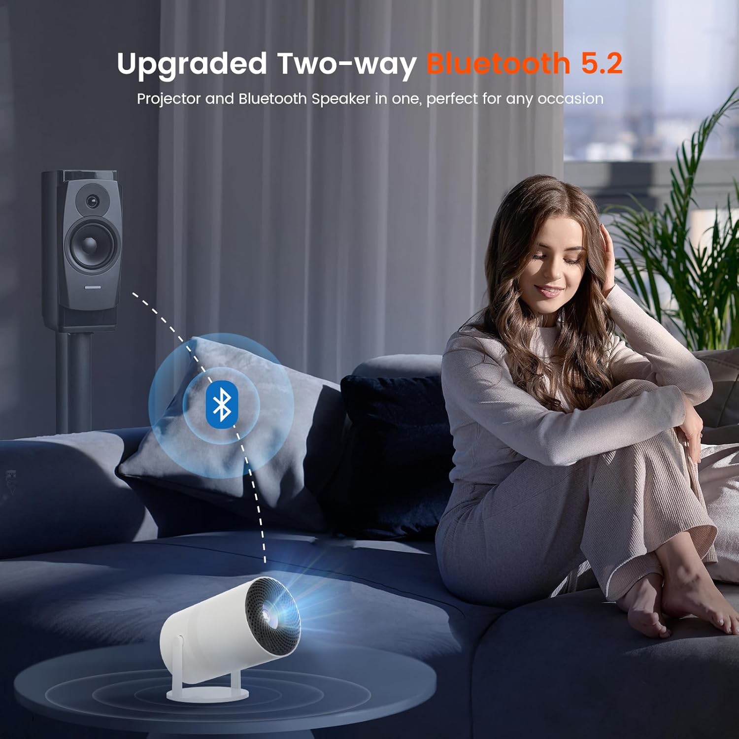 Mini Projector with WiFi and Bluetooth, Portable Movie Projector with 180° Rotatable, 1080P HD Supported, Auto Vertical Keystone, Compatible with Smartphone, TV Stick, Laptop, HDMI, USB - Image 4