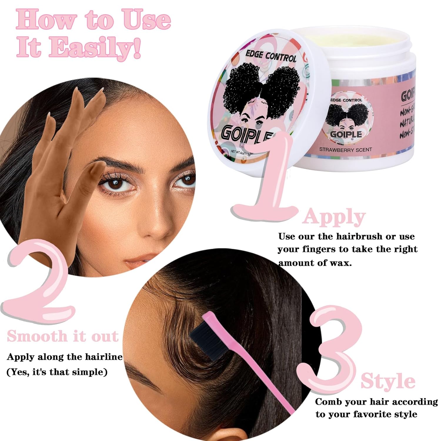 Strong Hold Non-Greasy Edge Control Gel and Wax Stick with Hair Comb for All Hair Types - No Flaking Edge Wax for Styling Black Hair Wigs - Image 6