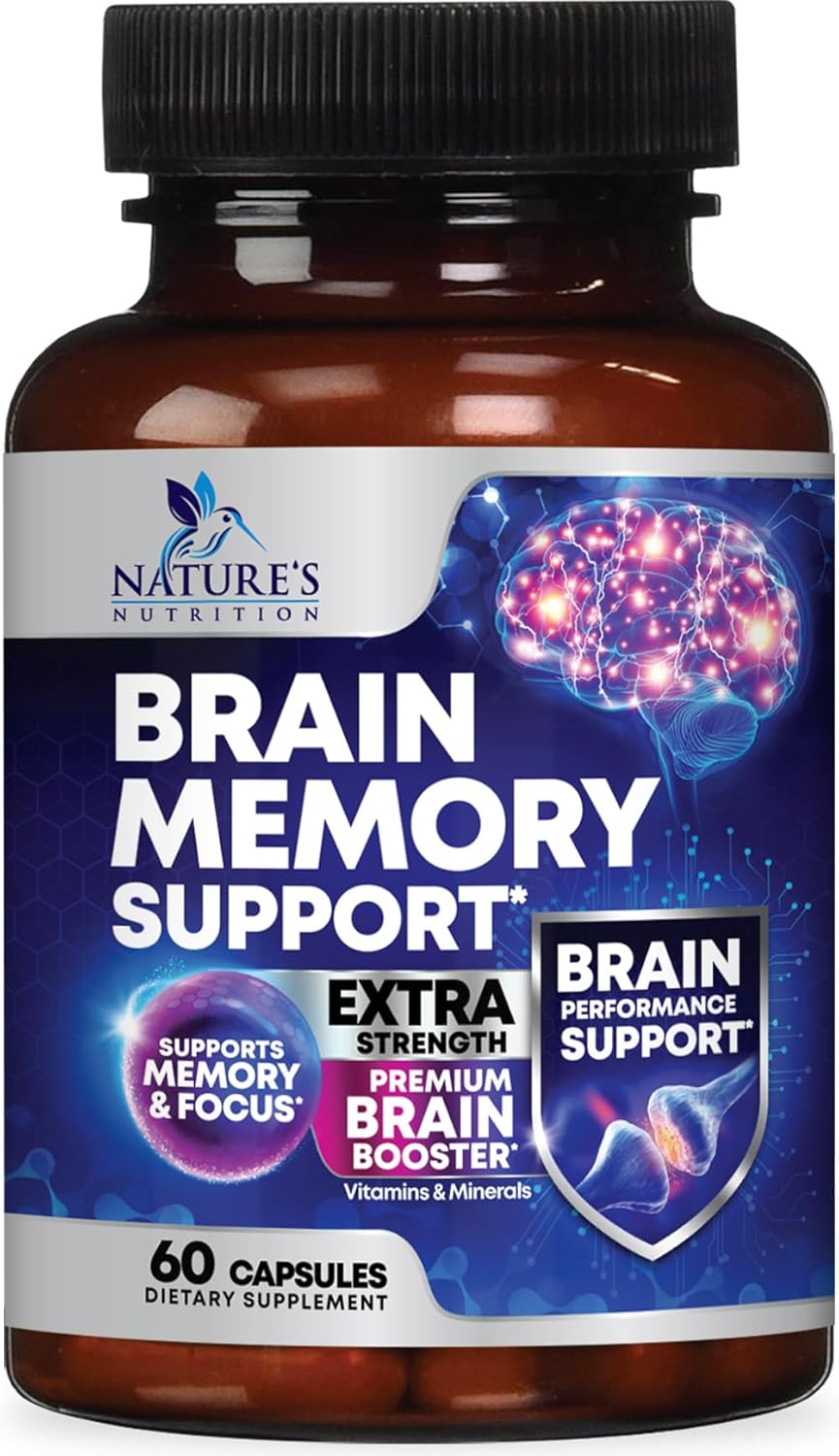 Brain Supplements for Memory and Focus - 40 Nootropics & Vitamins to Support for Alertness, Clarity & Concentration, Brain Health, B6, B12, Phosphatidylserine - 60 Capsules - Image 2