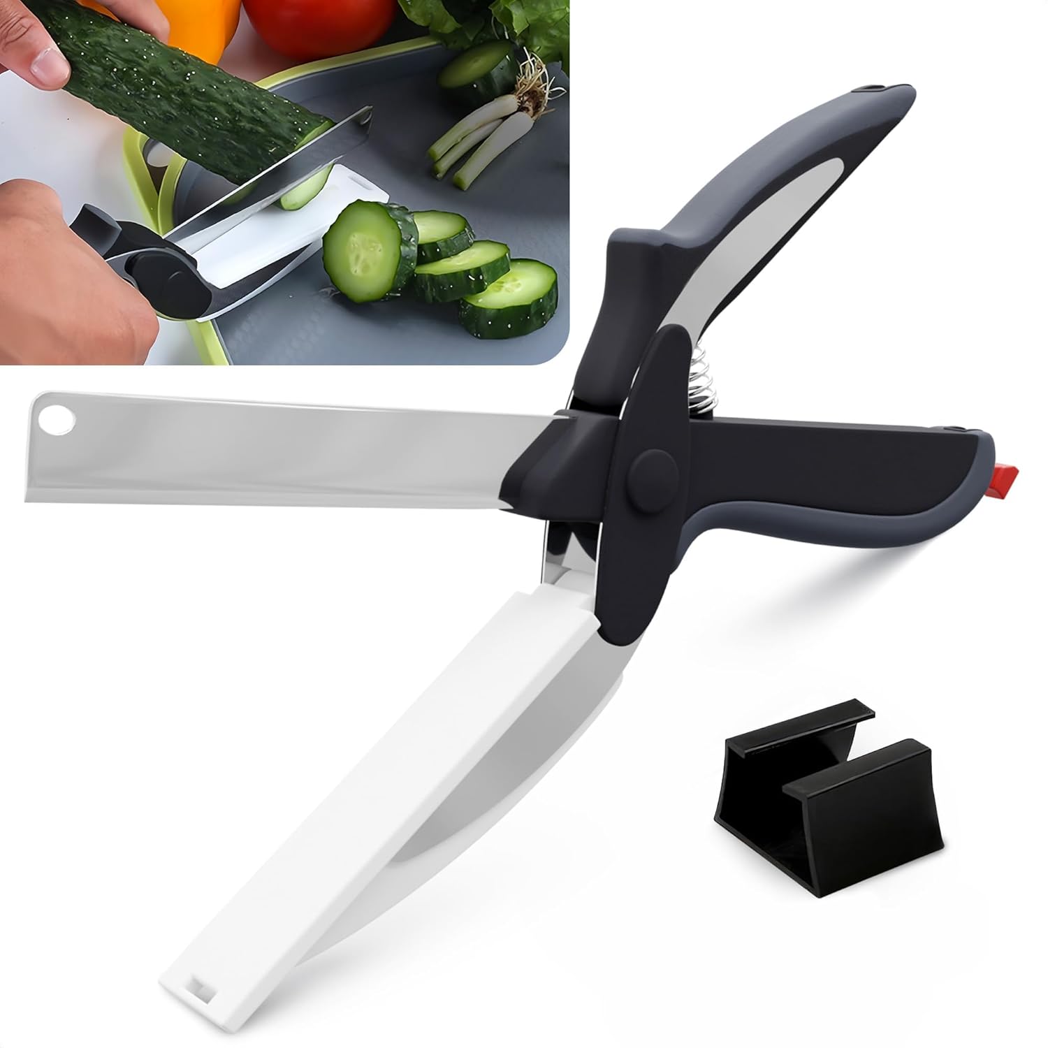 Kitchen Scissors for Food – 2-in-1 Cutting Board Scissors & Tomato Knife with Locking Mechanism & Stainless Steel Blades – Multifunctional Kitchen Shears for Effortless Chopping - Image 2