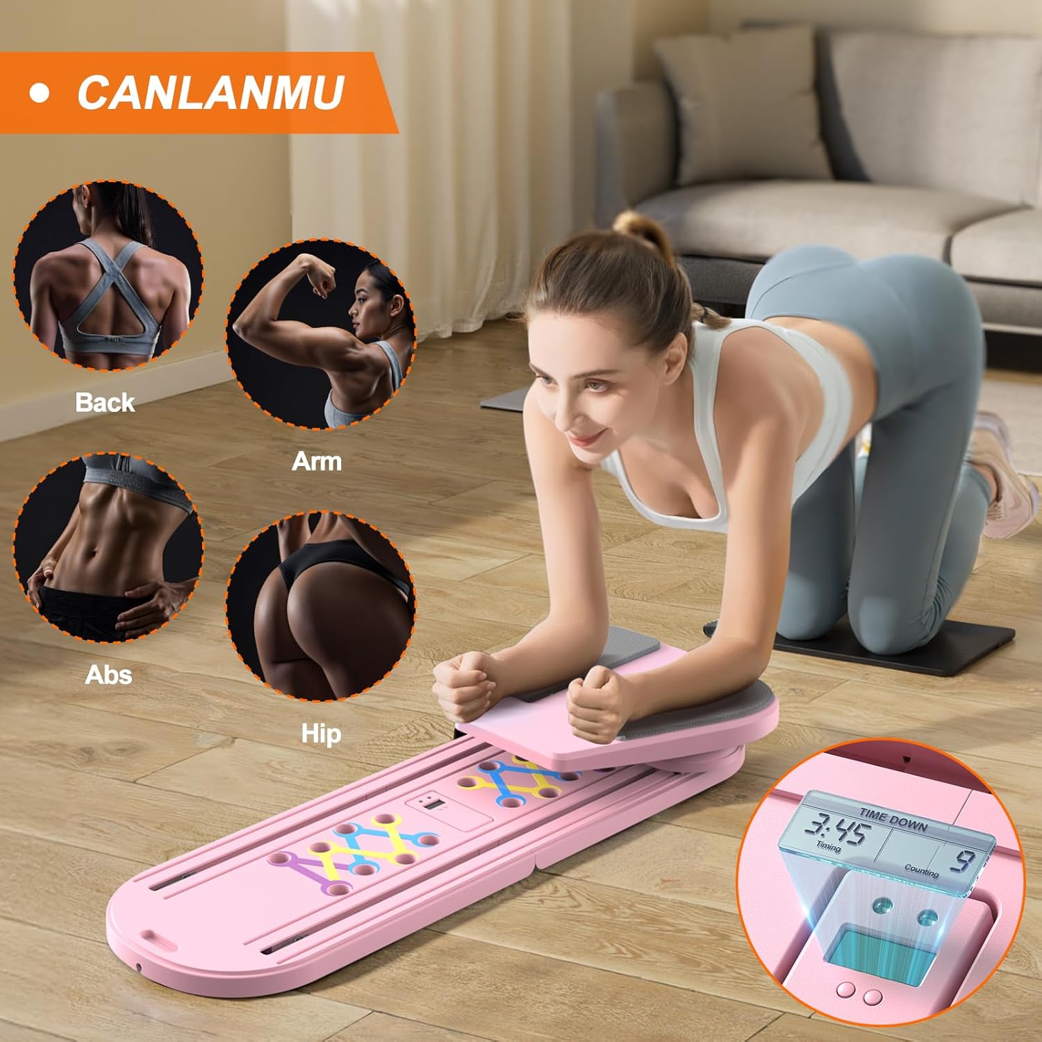 Pilates Board,Multifunctional Rebound Abdominal Board,Foldable Pilates Reformer Set,Ab Core Trainer Machine,Ab Board,Exercise Board,Abs Workout Equipment for Women Men Home Gym Equipment - Image 5