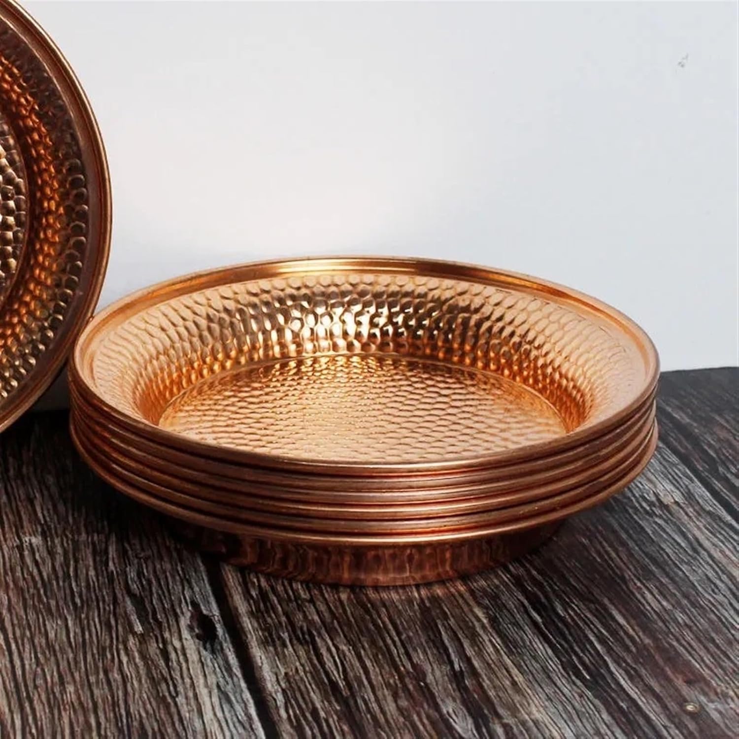 Dinner plate, 7 Pieces Pure Copper Drinking Plate Dinner Plate Fruit Plate Bread Plate Home Gift Decoration for Kitchen Diner Hotel Party,Dinnerware(8.5cm) - Image 5