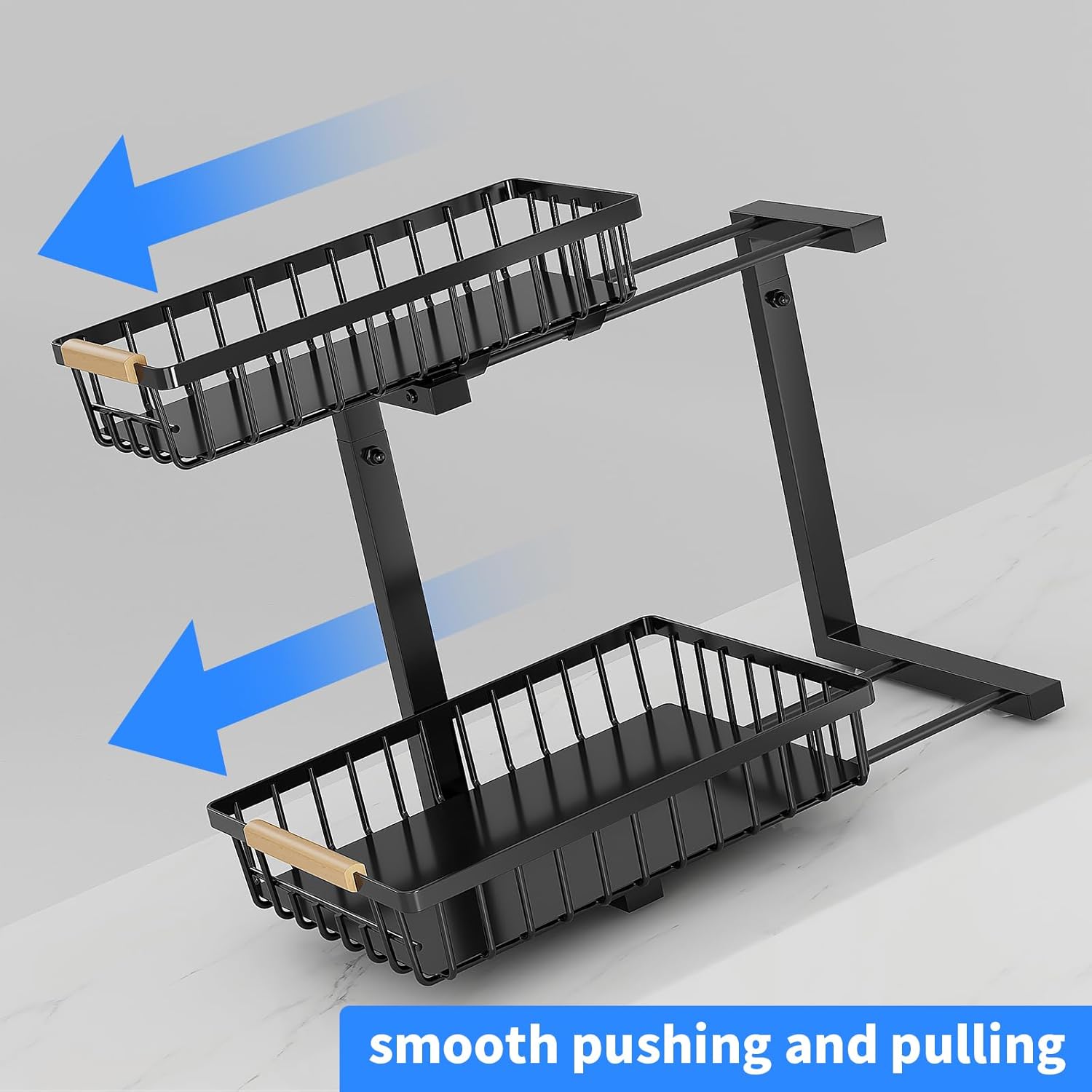 Under Sink Organizer and Storage,Height Adjustable Under Sink Organizer, Single 2 Tier Pull Out Drawer Cabinet Organizer for Kitchen Bathroom Storage - Image 5