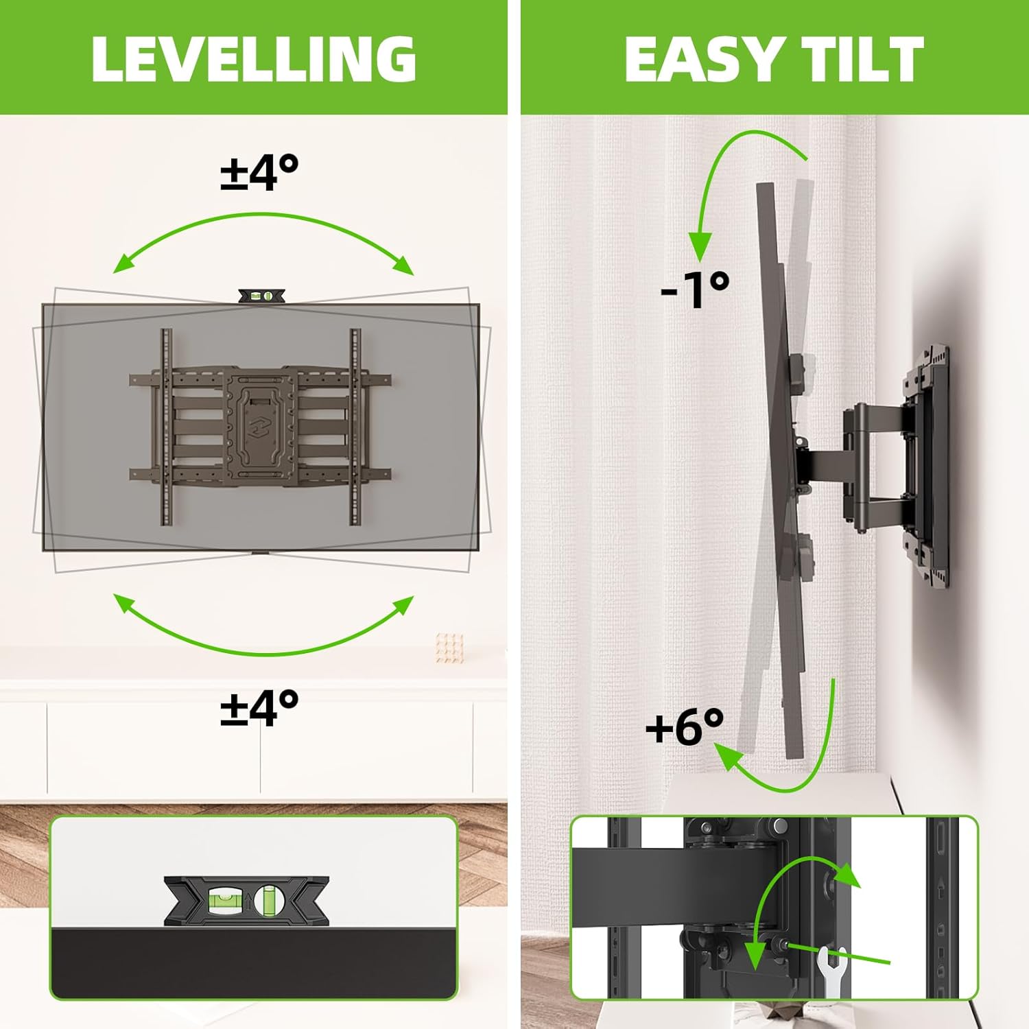 USX MOUNT Heavy Duty TV Wall Mount for 32-105" TVs up to 165lbs with 8" Sliding Design,Ultra-Large Mount for up to 24" Studs with Swivel,Tilt&Leveling,Pre-Assembled Monitor Bracket Max VESA 800x600mm - Image 7
