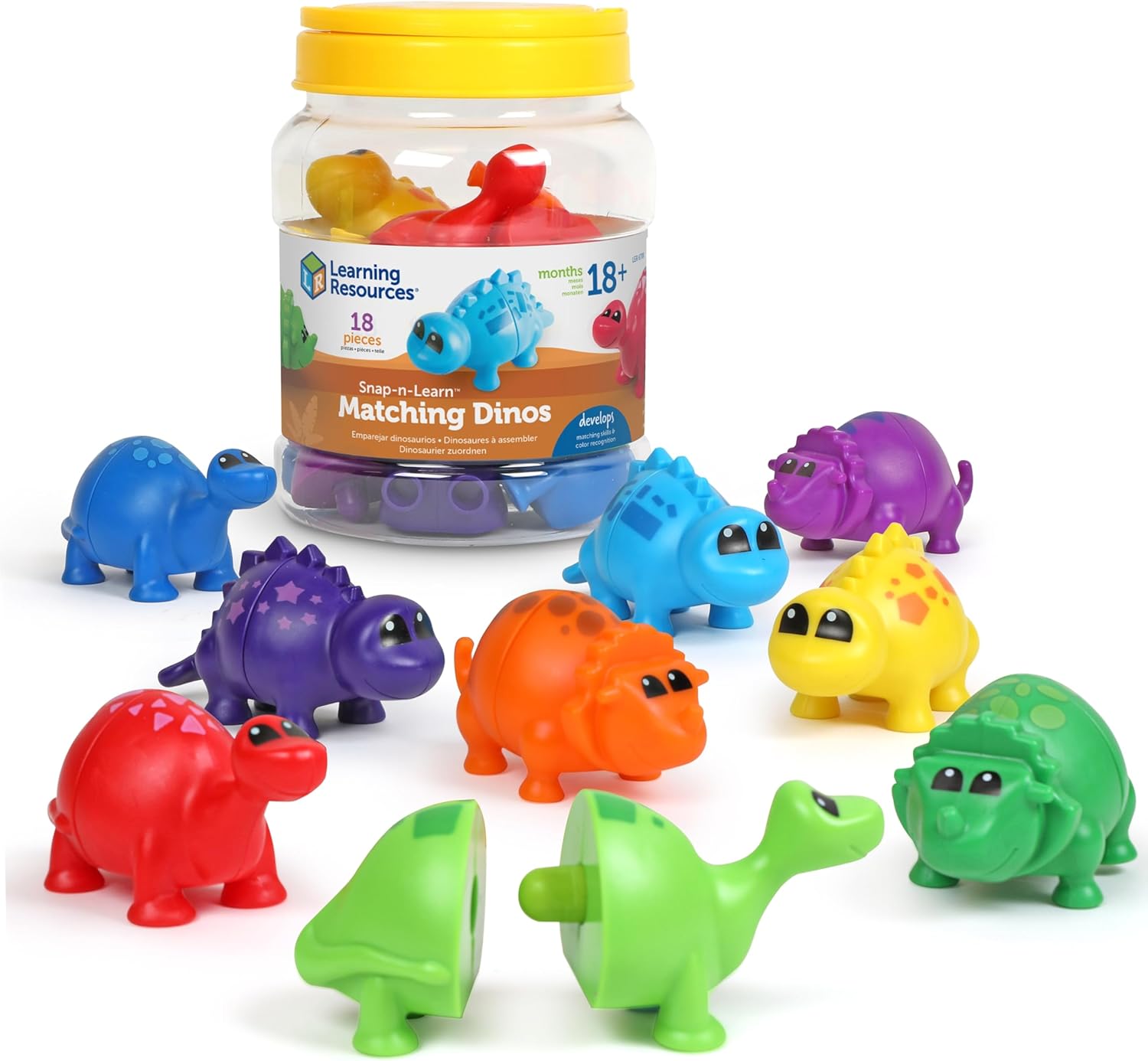 Learning Resources Snap-n-Learn Matching Dinos - Dinosaur Toys, Mini Plastic Figures, Sensory Bin, Toddler Travel Games, Shape Sorter, Preschool, Fine Motor Skills, Montessori Counting - Image 2